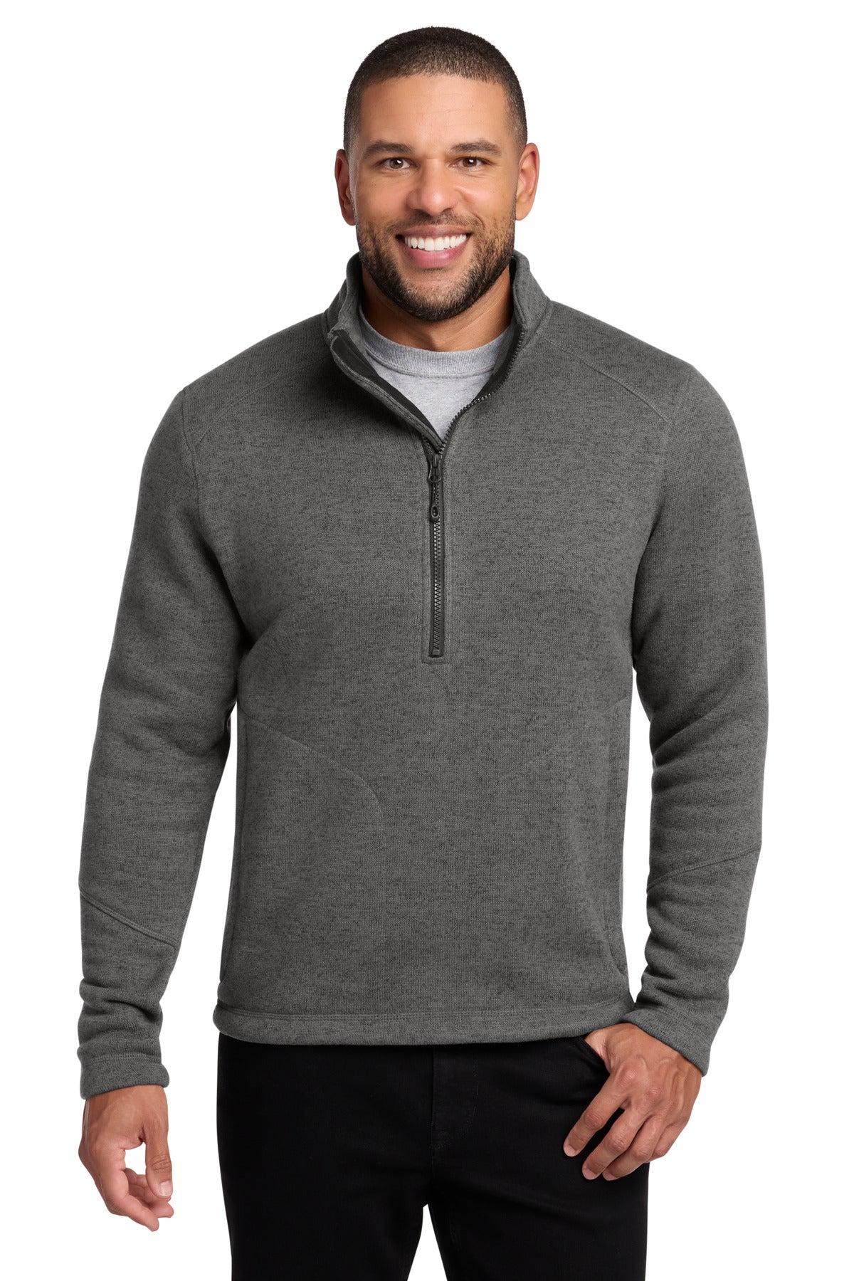 Port Authority Arc Sweater Fleece 1/4-Zip F426 in Grey Smoke Heather
