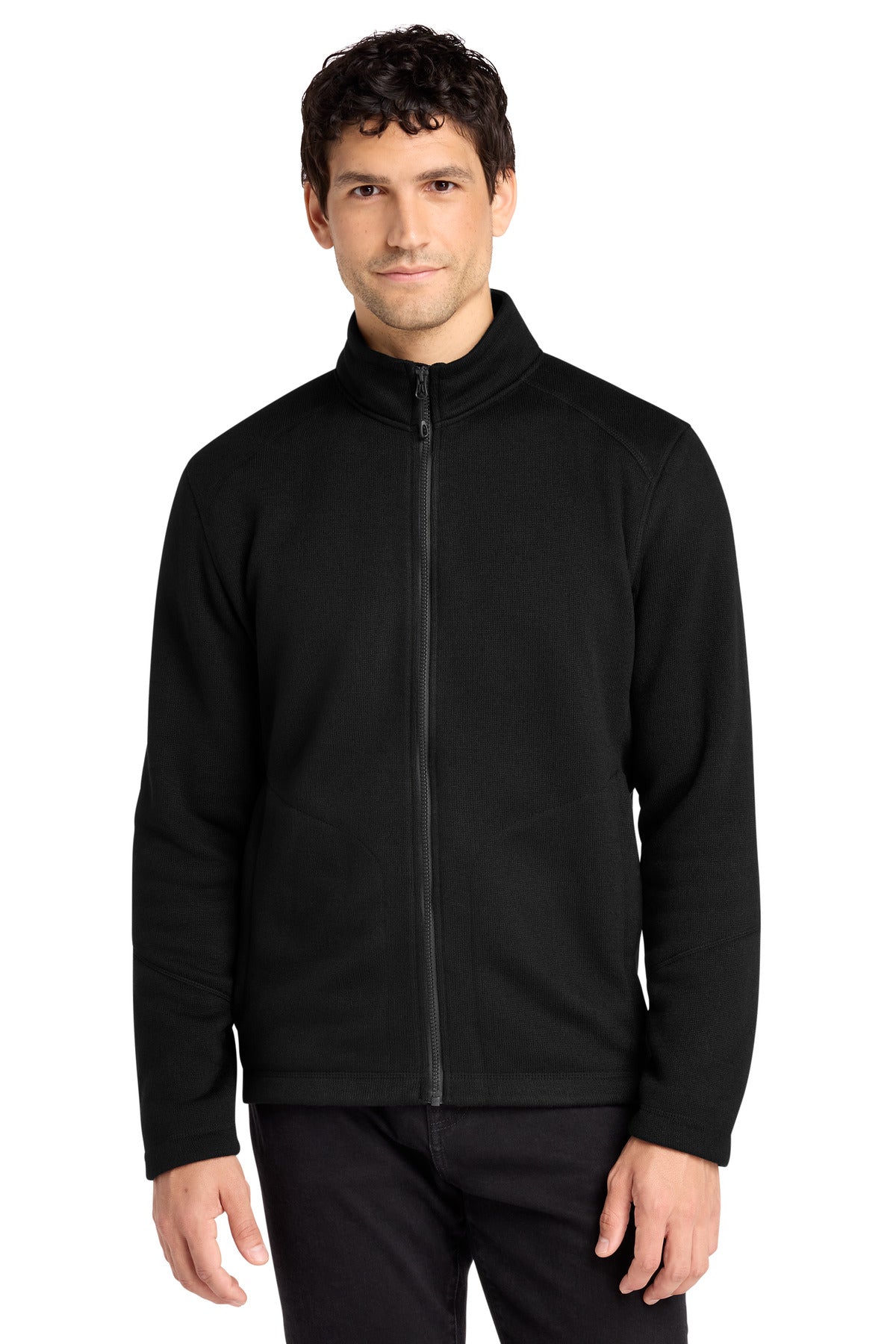 Port Authority Arc Sweater Fleece Jacket F428 in Deep Black