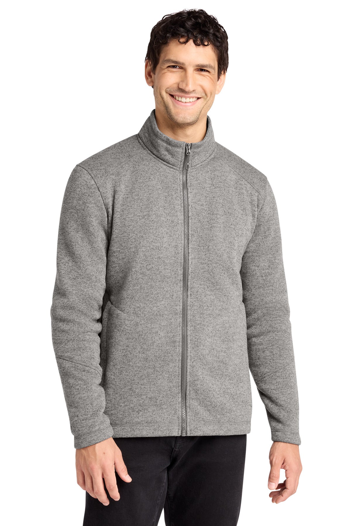 Port Authority Arc Sweater Fleece Jacket F428 in Deep Smoke Heather