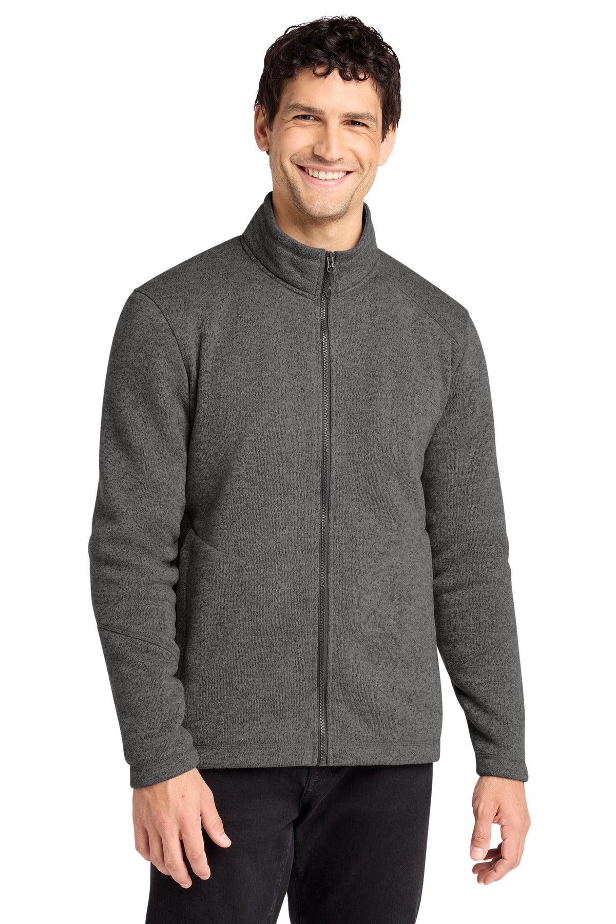 Port Authority Arc Sweater Fleece Jacket F428 in Grey Smoke Heather