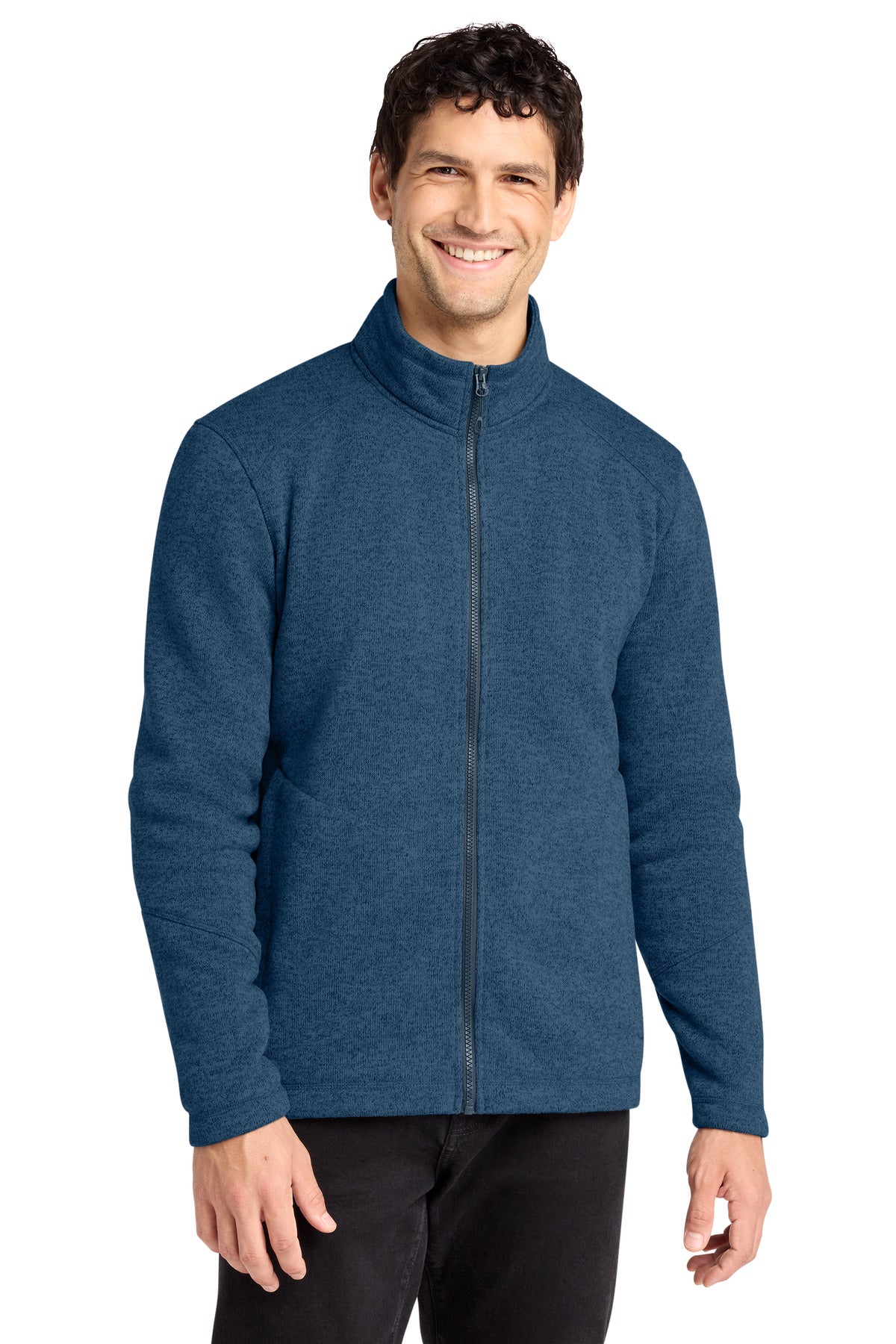 Port Authority Arc Sweater Fleece Jacket F428 in Insignia Blue Heather