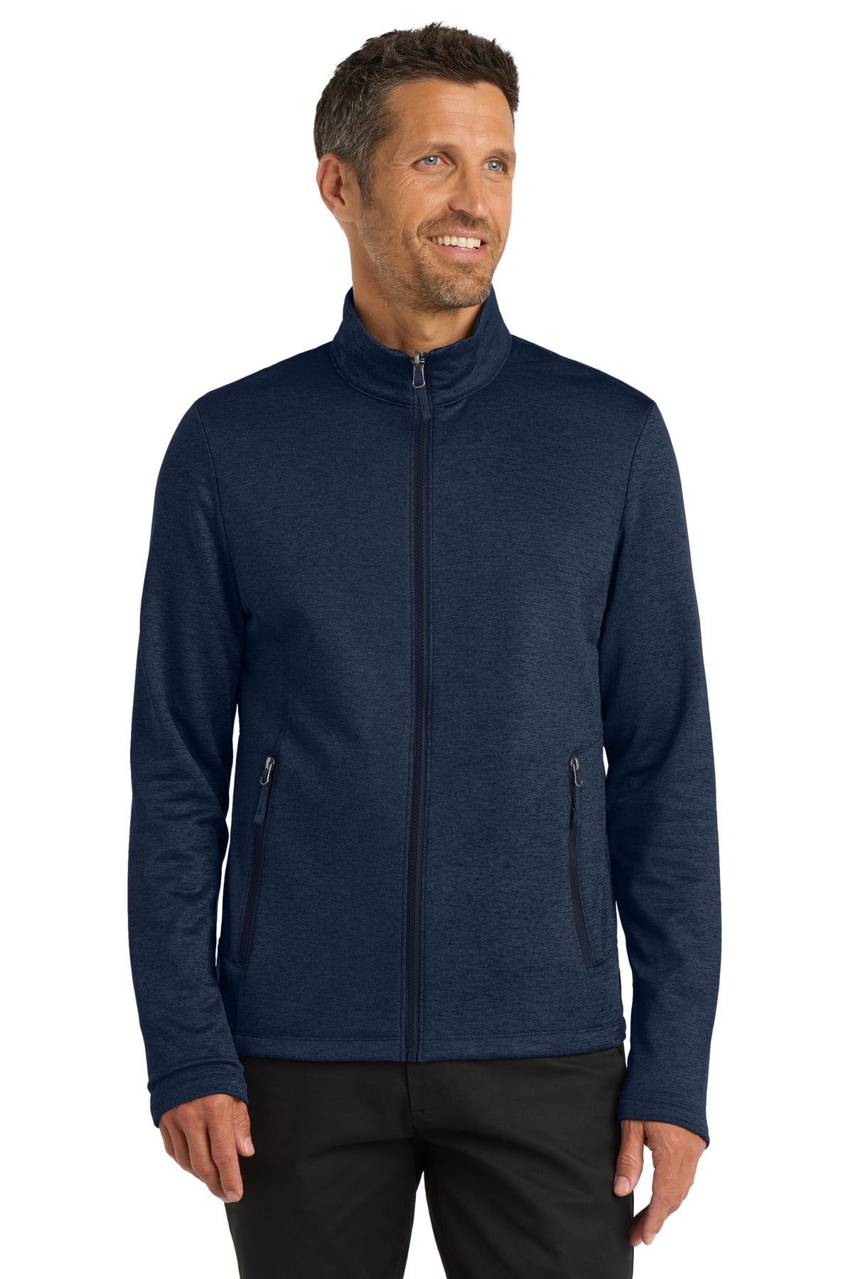 Port Authority  Collective Striated Fleece Jacket. F905 in River Blue Navy Heather