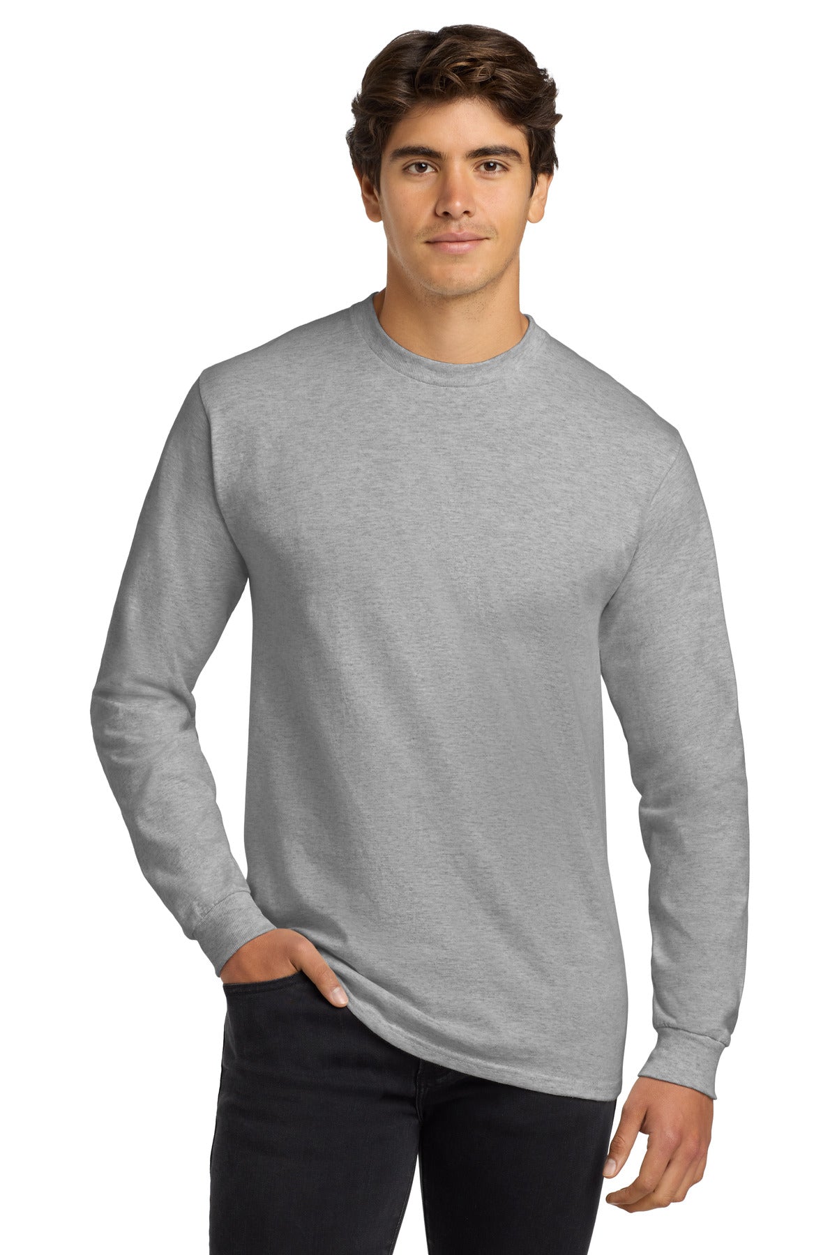 Gildan - Ultra Cotton 100% US Cotton Long Sleeve T-Shirt.  G2400 in Ash