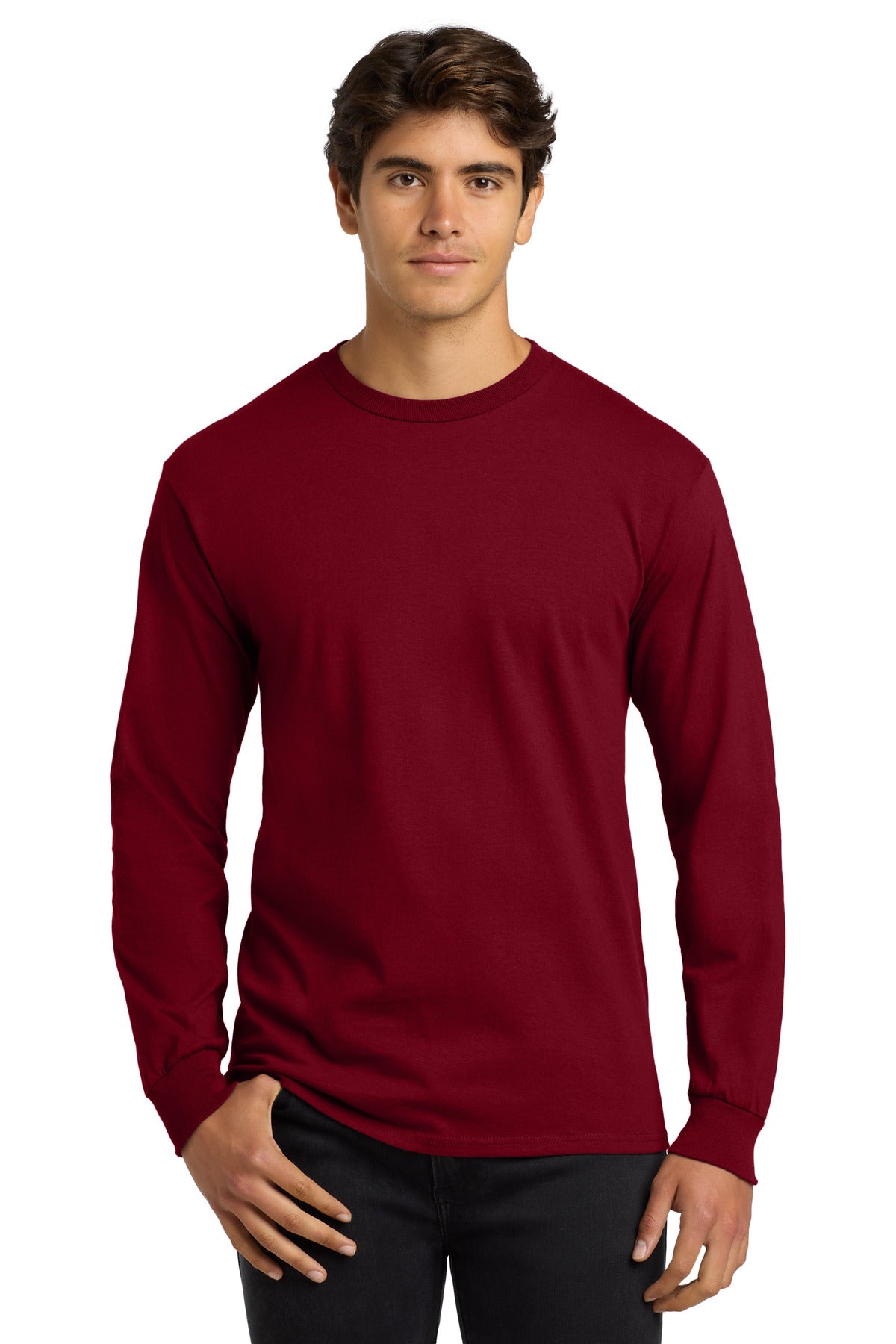 Gildan - Ultra Cotton 100% US Cotton Long Sleeve T-Shirt.  G2400 in Cardinal Red