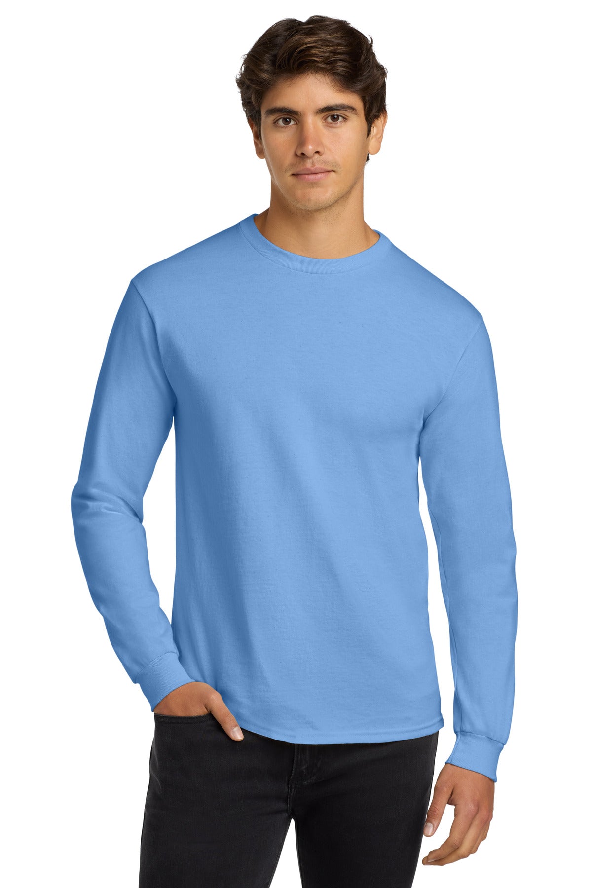 Gildan - Ultra Cotton 100% US Cotton Long Sleeve T-Shirt.  G2400 in Carolina Blue