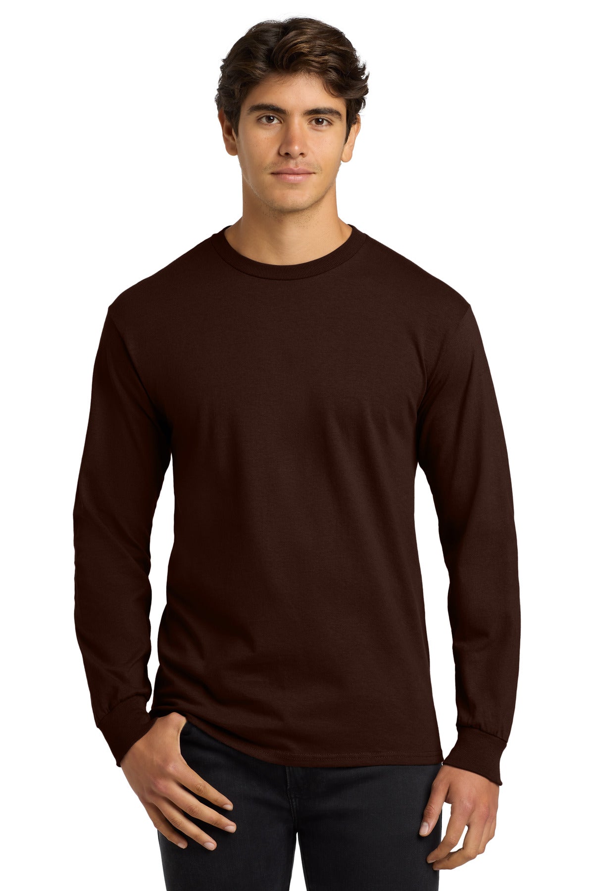 Gildan - Ultra Cotton 100% US Cotton Long Sleeve T-Shirt.  G2400 in Dark Chocolate