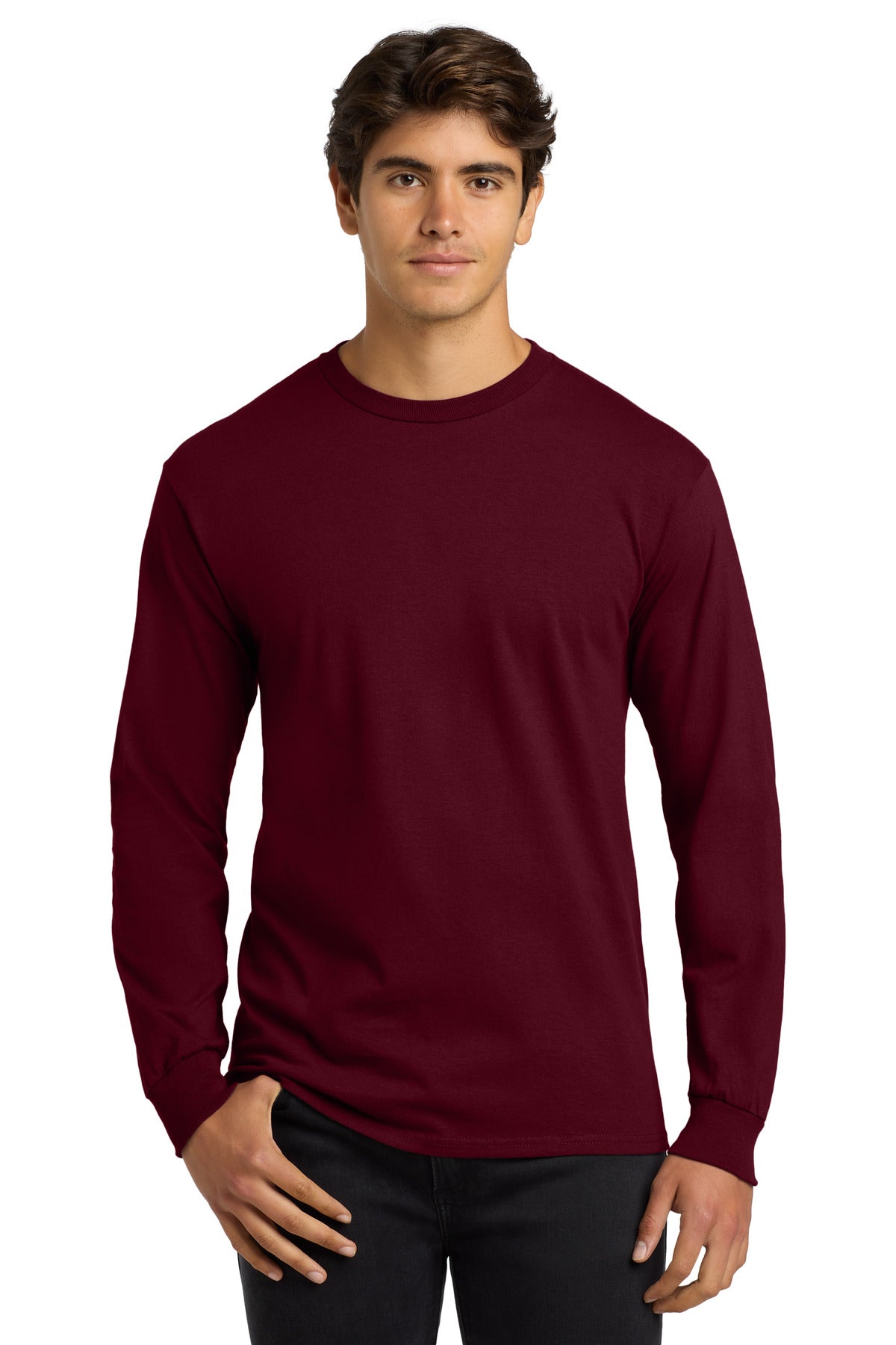 Gildan - Ultra Cotton 100% US Cotton Long Sleeve T-Shirt.  G2400 in Maroon