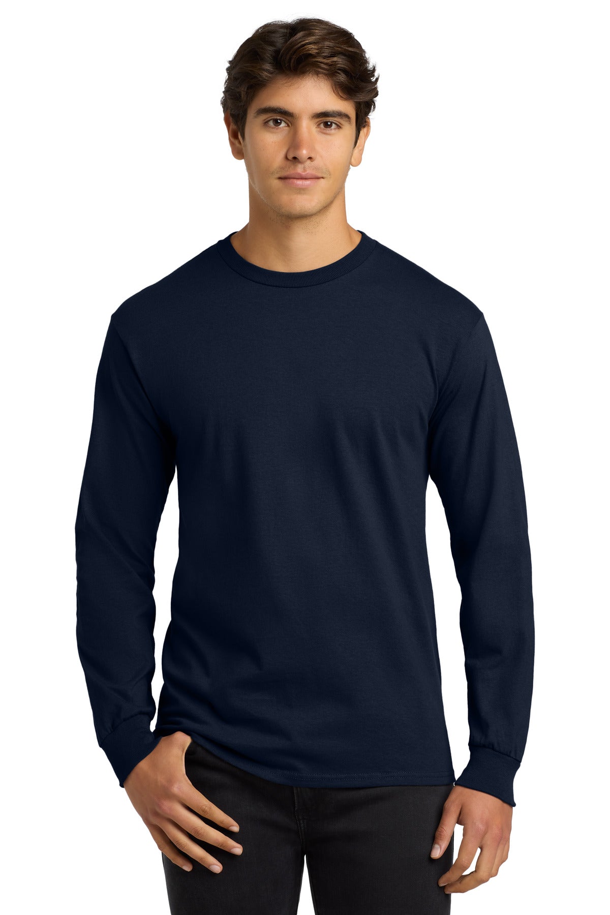 Gildan - Ultra Cotton 100% US Cotton Long Sleeve T-Shirt.  G2400 in Navy