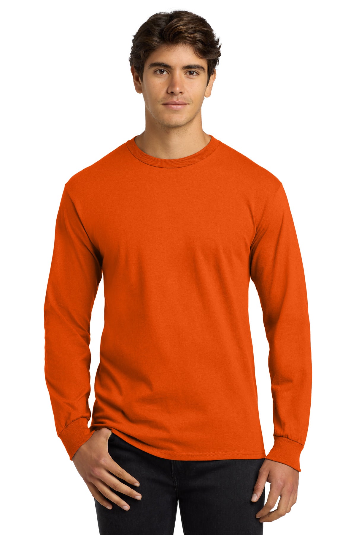Gildan - Ultra Cotton 100% US Cotton Long Sleeve T-Shirt.  G2400 in Orange