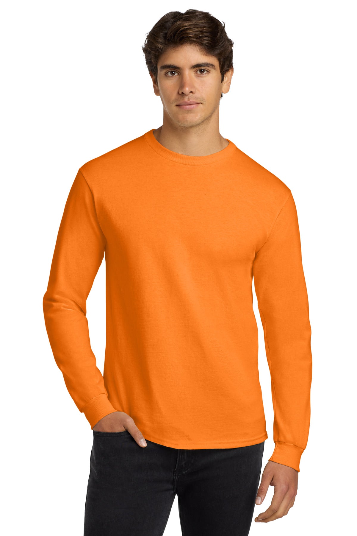 Gildan - Ultra Cotton 100% US Cotton Long Sleeve T-Shirt.  G2400 in S. Orange