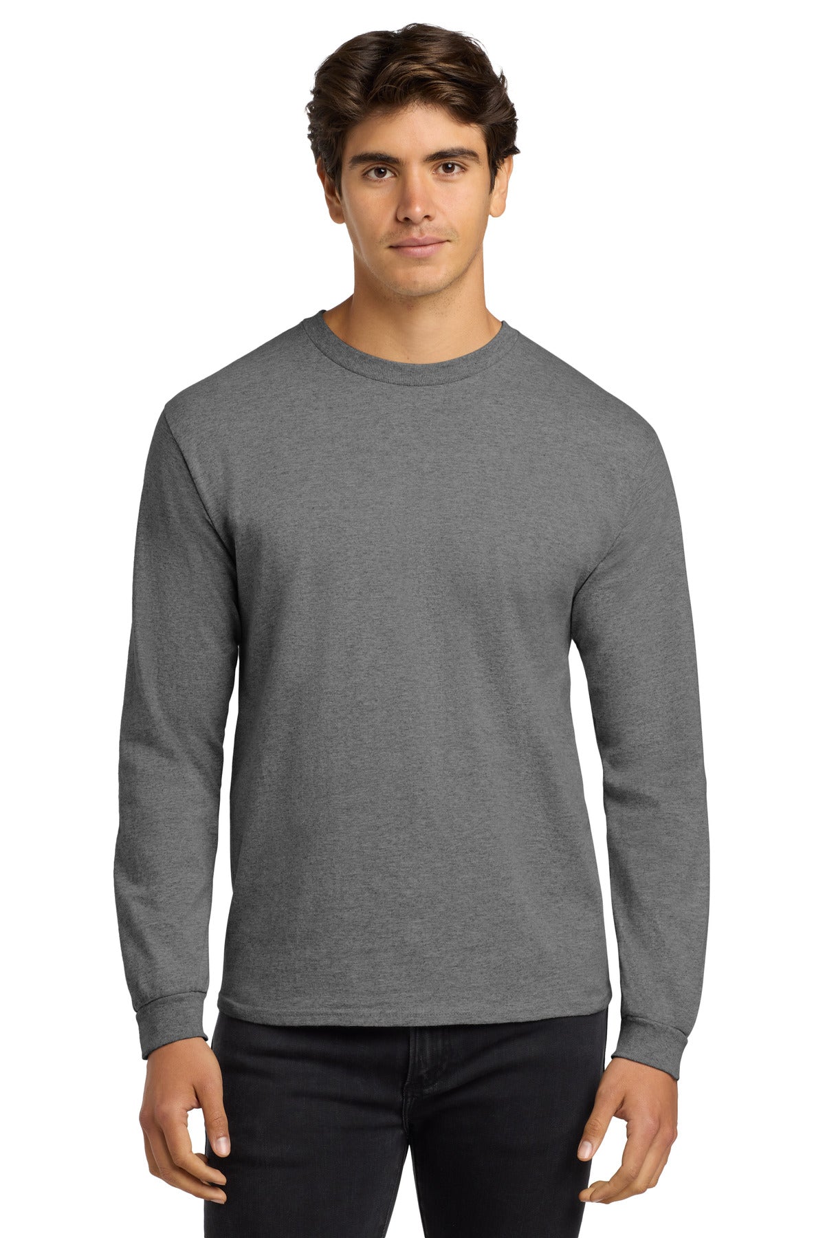 Gildan - Ultra Cotton 100% US Cotton Long Sleeve T-Shirt.  G2400 in Sport Grey