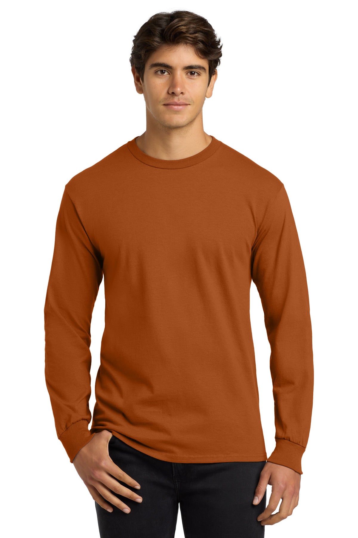 Gildan - Ultra Cotton 100% US Cotton Long Sleeve T-Shirt.  G2400 in Texas Orange