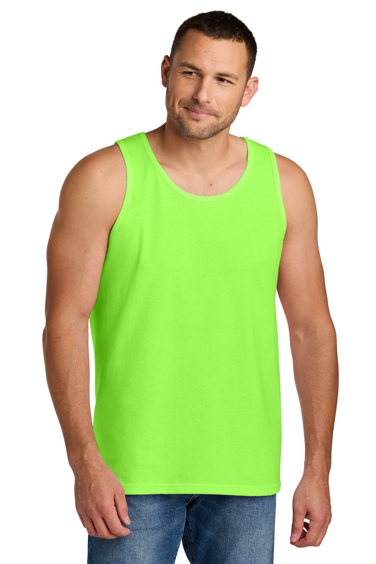 Gildan Heavy Cotton Tank Top. G5200 in Neon Green