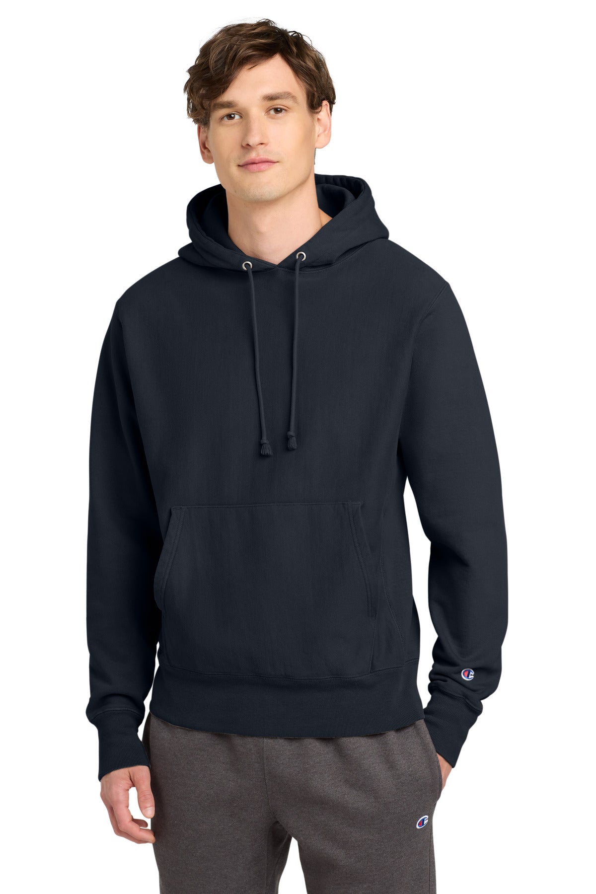 Champion  Reverse Weave  Garment-Dyed Hooded Sweatshirt. GDS101 in Navy