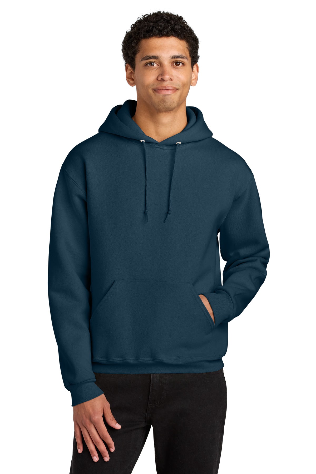 Jerzees Rugged Unisex Hooded Sweatshirt H12M in Washed Navy