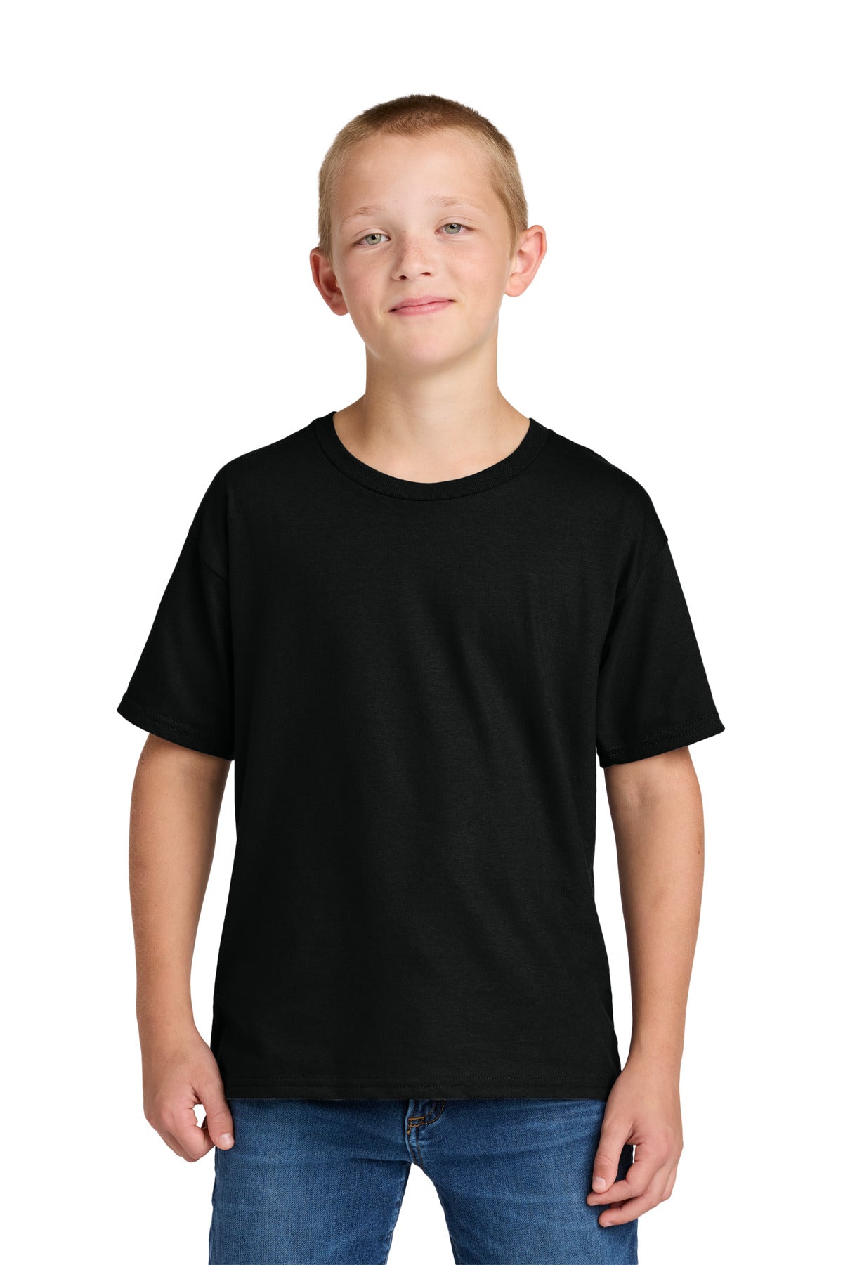 Jerzees Ultimate Youth Ring Spun T-Shirt IC46B in Black Ink