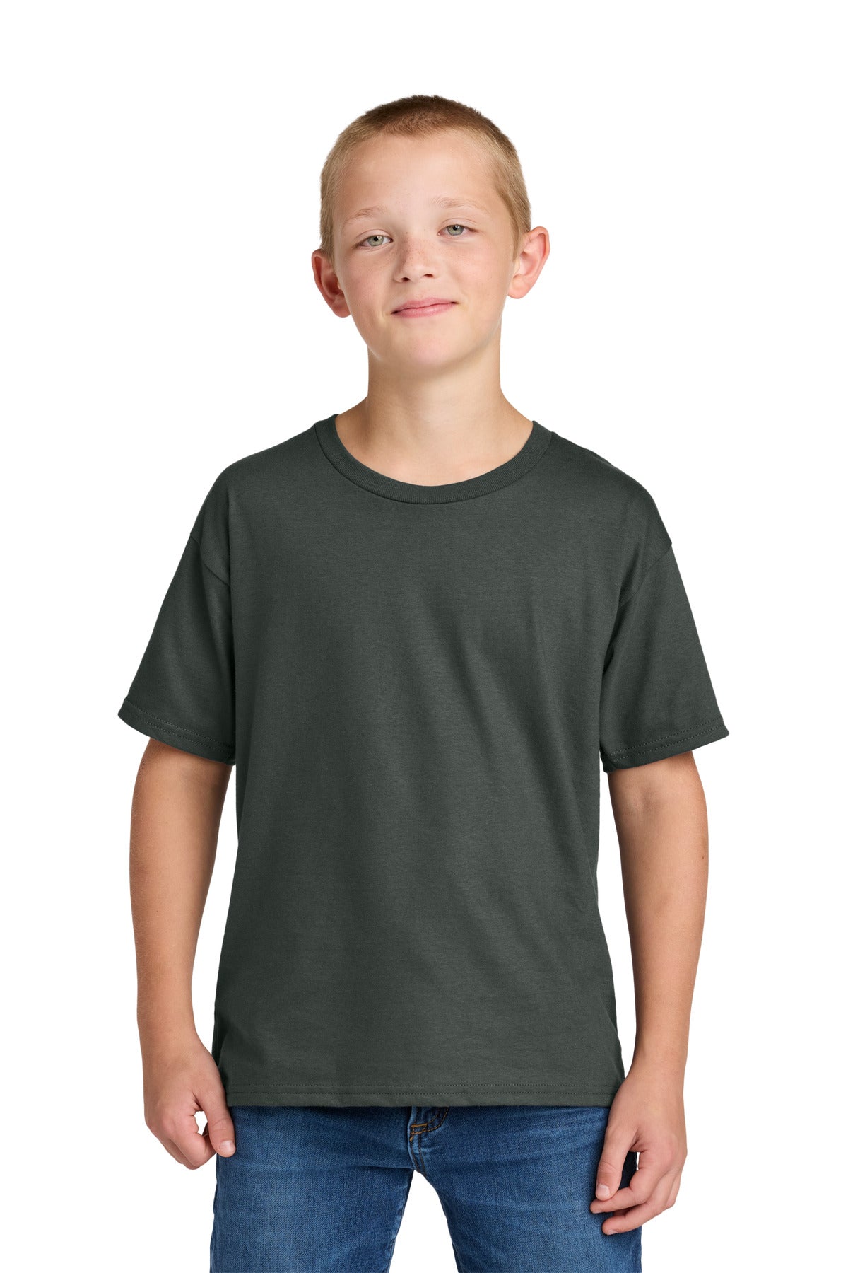 Jerzees Ultimate Youth Ring Spun T-Shirt IC46B in Charcoal Grey