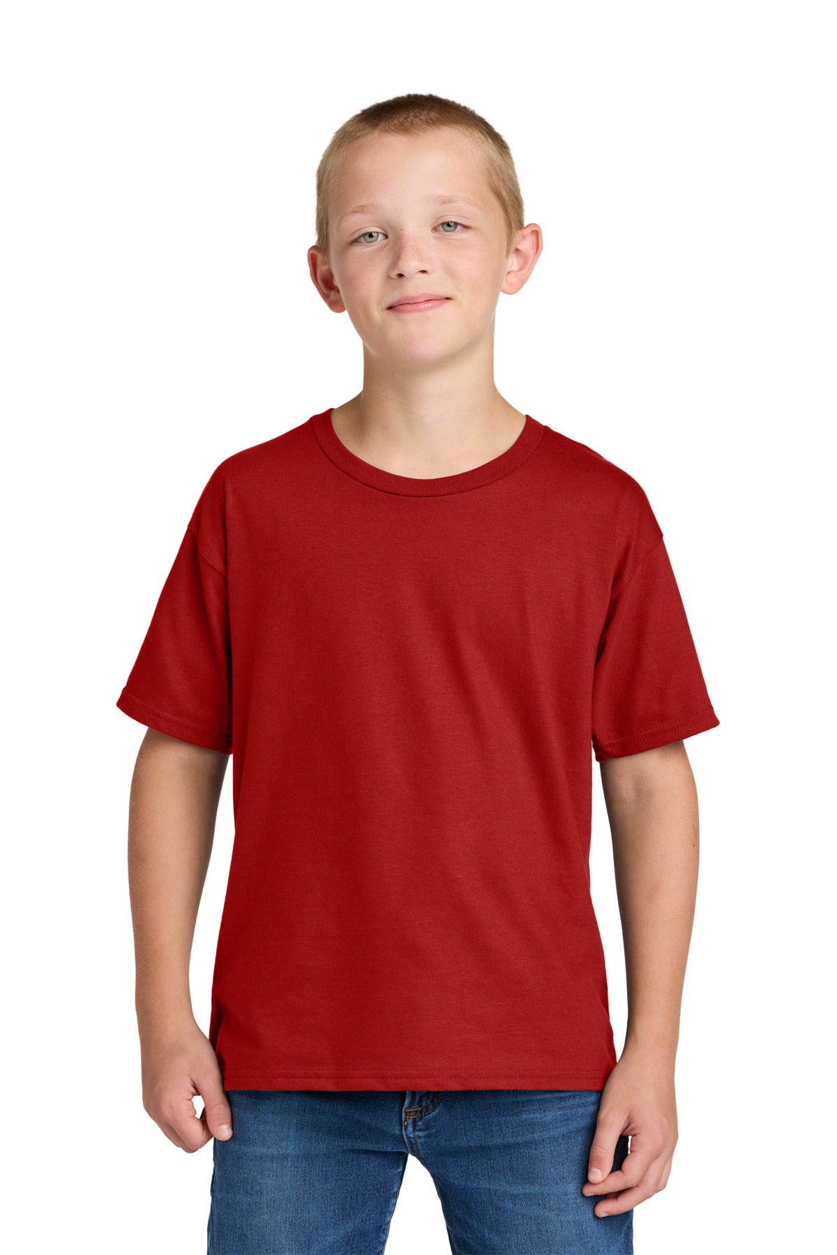 Jerzees Ultimate Youth Ring Spun T-Shirt IC46B in True Red