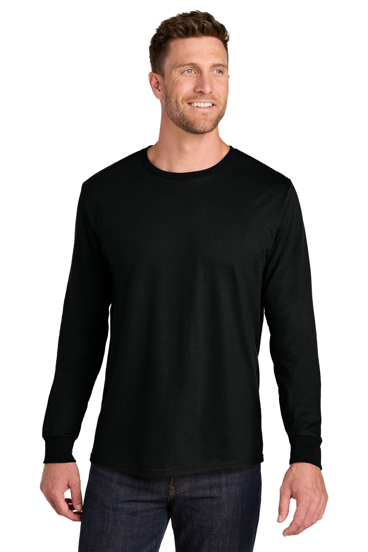 Jerzees Ultimate Unisex Ring Spun Long Sleeve T-Shirt IC46L in Black Ink