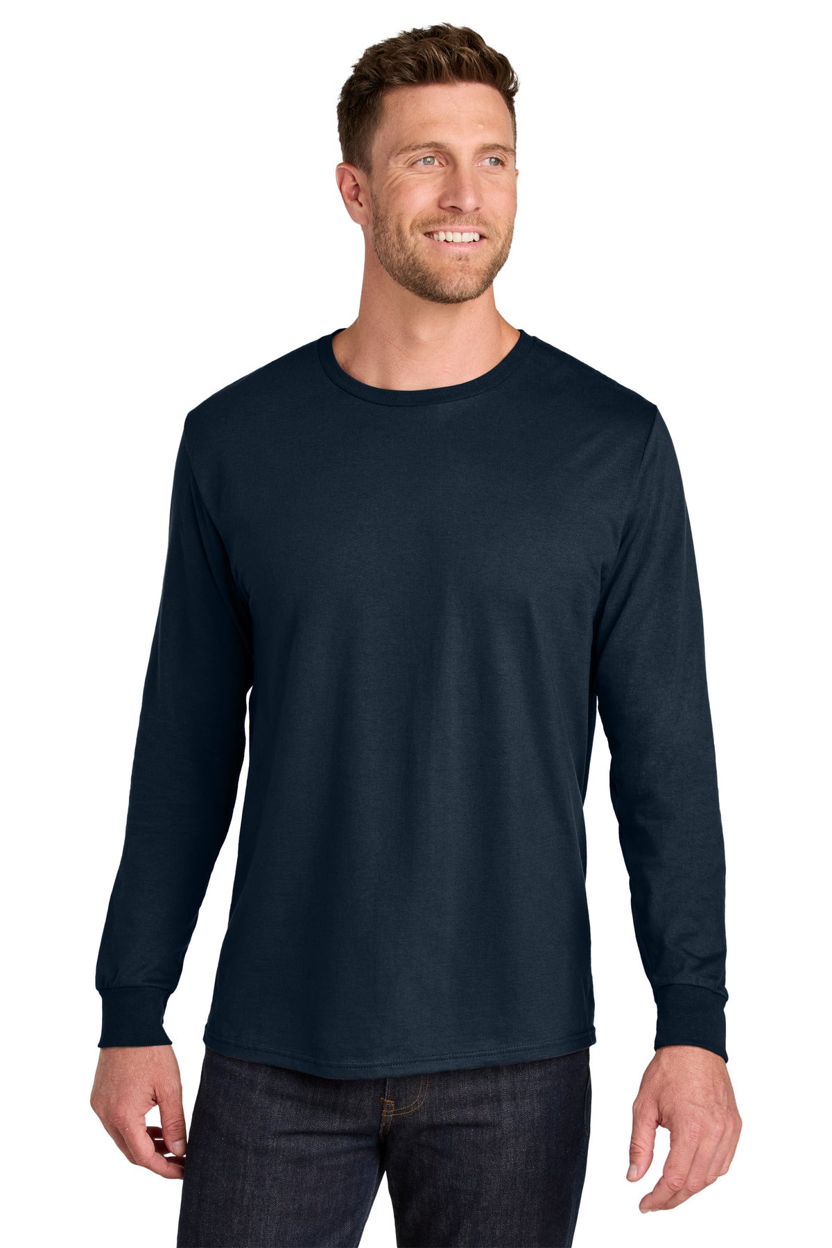 Jerzees Ultimate Unisex Ring Spun Long Sleeve T-Shirt IC46L in J. Navy