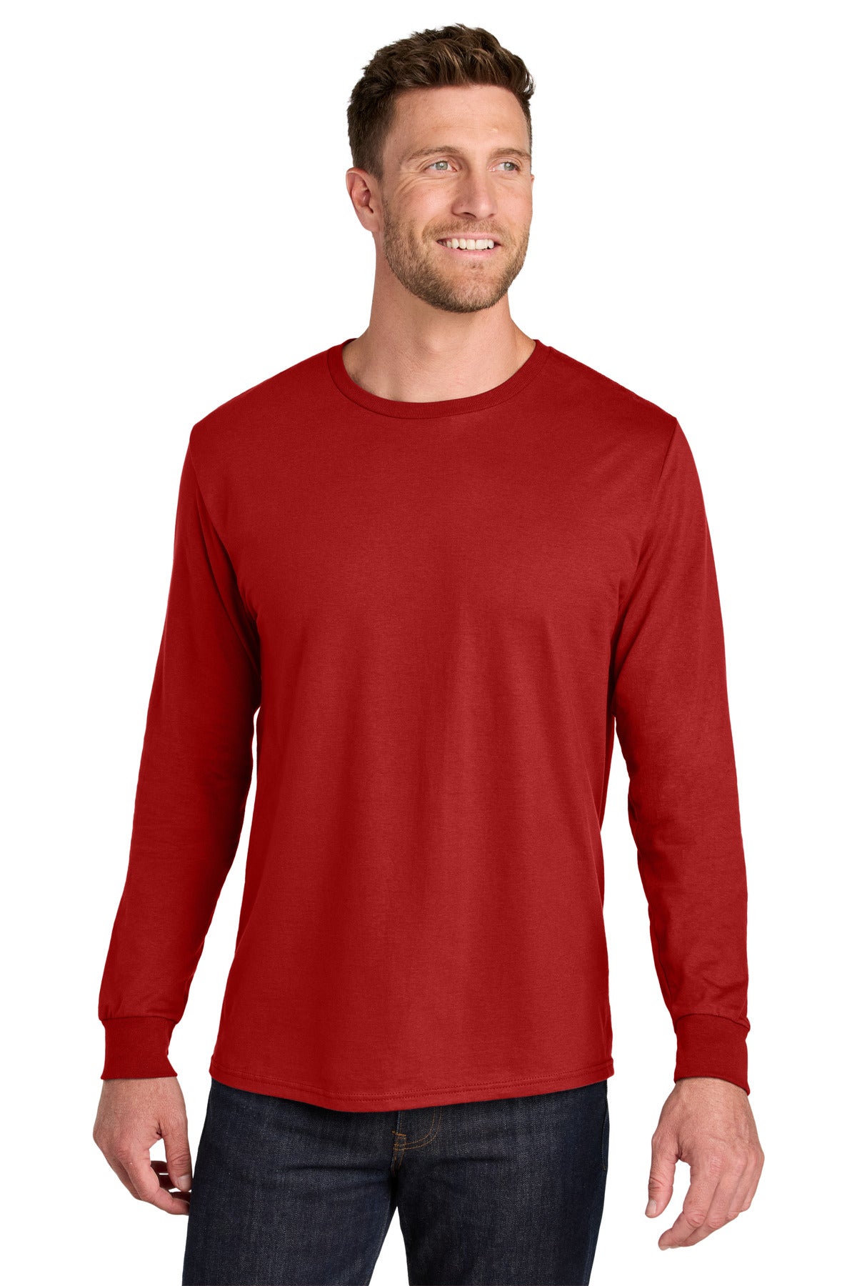 Jerzees Ultimate Unisex Ring Spun Long Sleeve T-Shirt IC46L in True Red