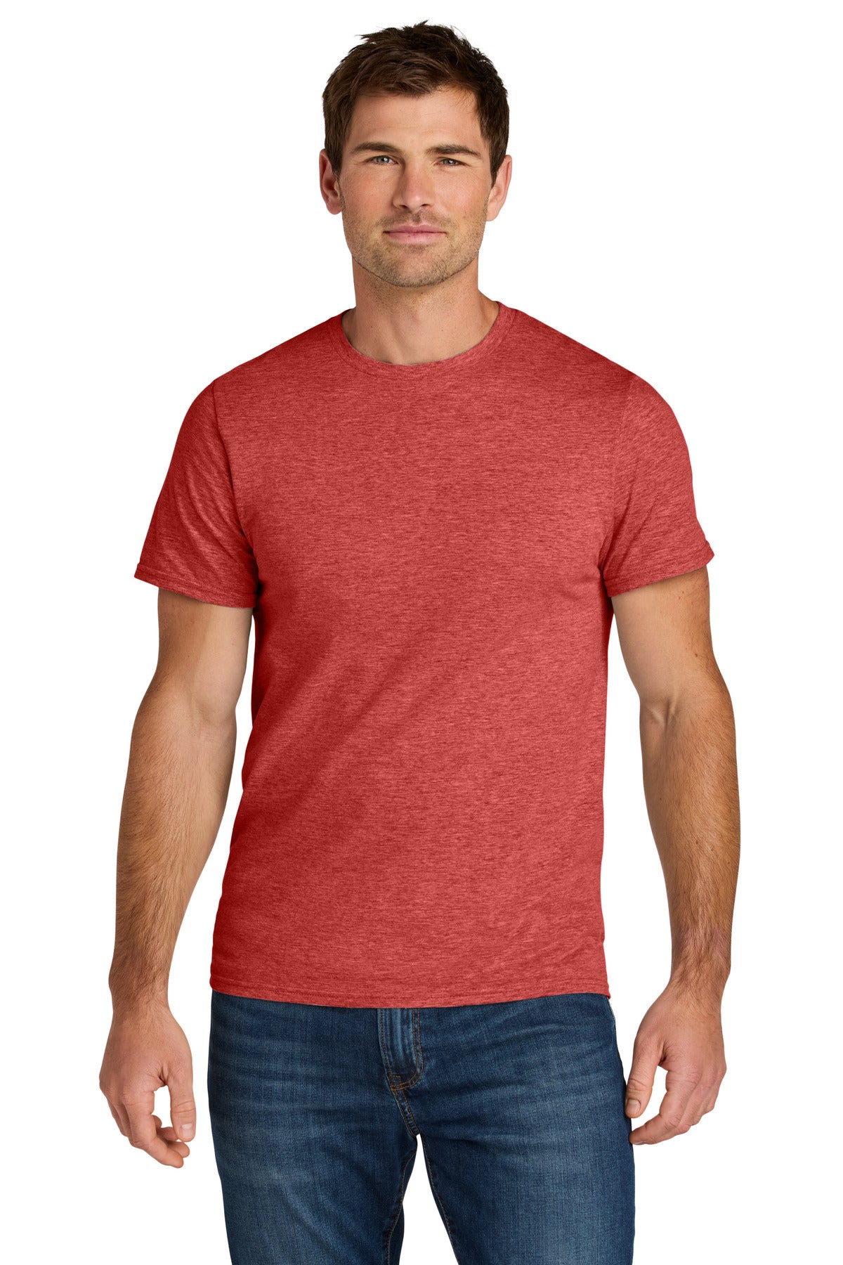 Jerzees Ultimate Unisex Ring Spun T-Shirt IC46M in Fiery Red Heather