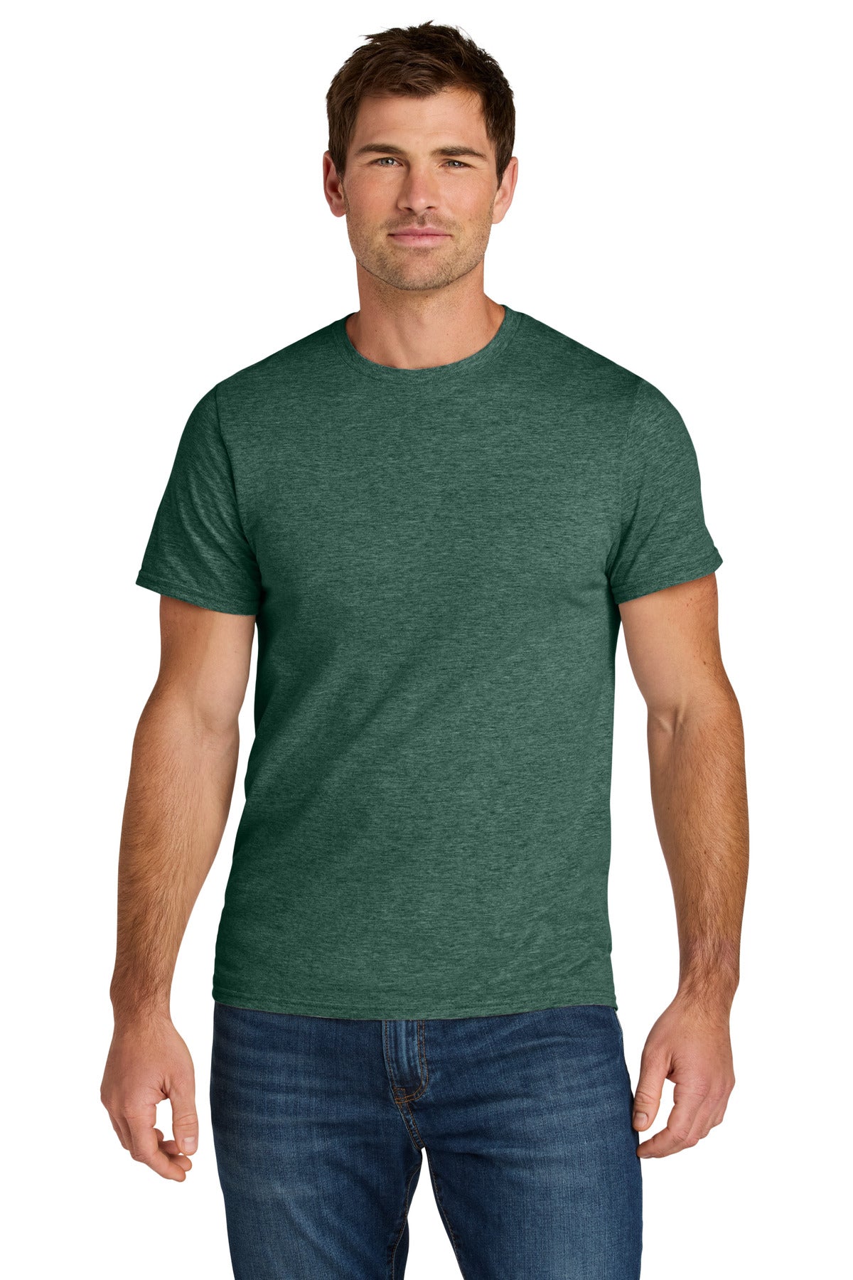 Jerzees Ultimate Unisex Ring Spun T-Shirt IC46M in Forest Green Heather