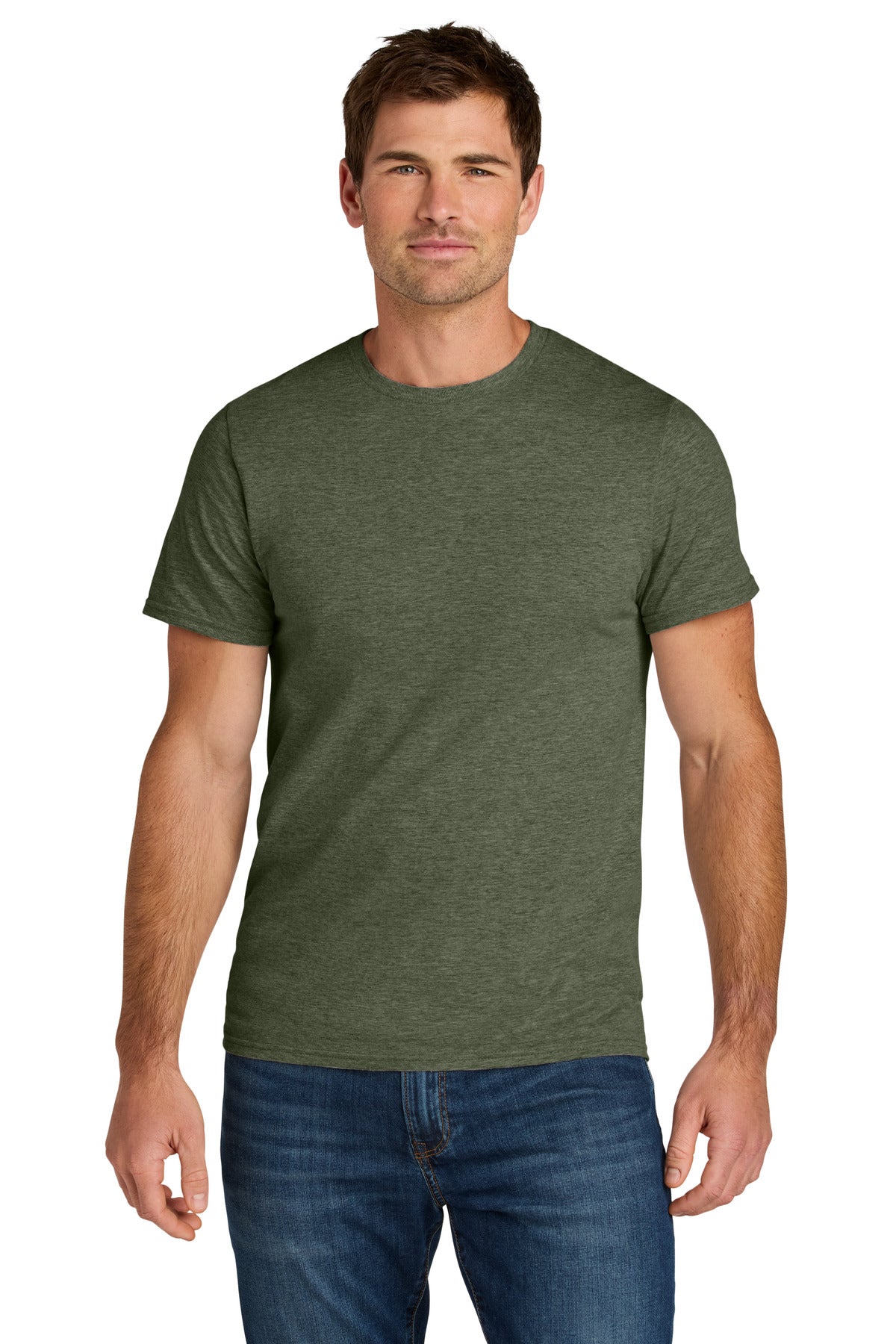 Jerzees Ultimate Unisex Ring Spun T-Shirt IC46M in Military Green Heather