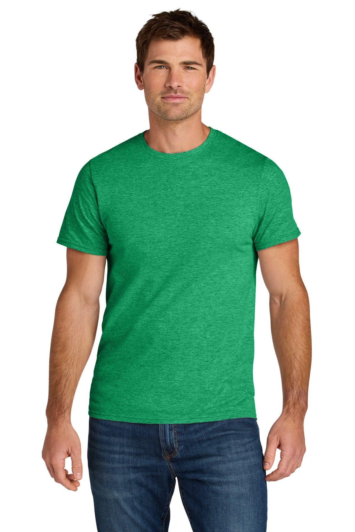 Jerzees Ultimate Unisex Ring Spun T-Shirt IC46M in Retro Heather Green