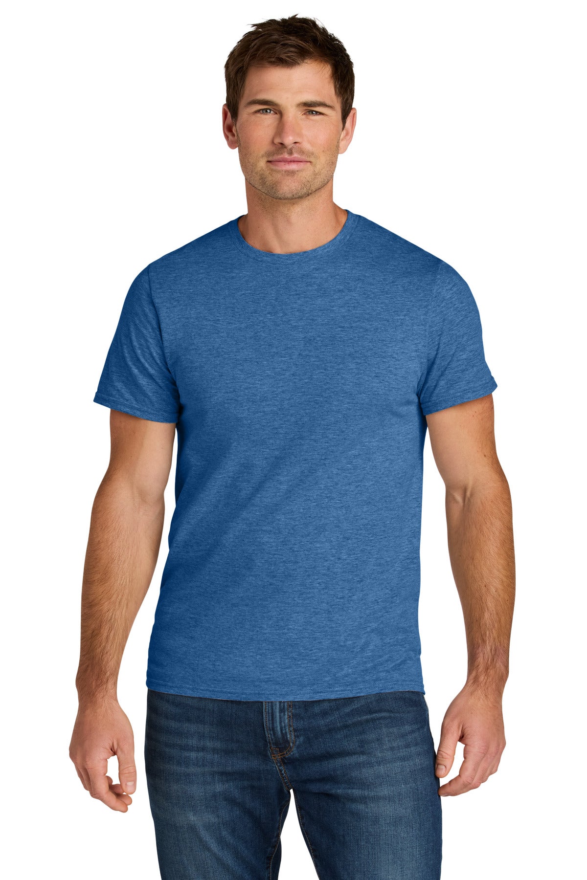 Jerzees Ultimate Unisex Ring Spun T-Shirt IC46M in Retro Heather Royal