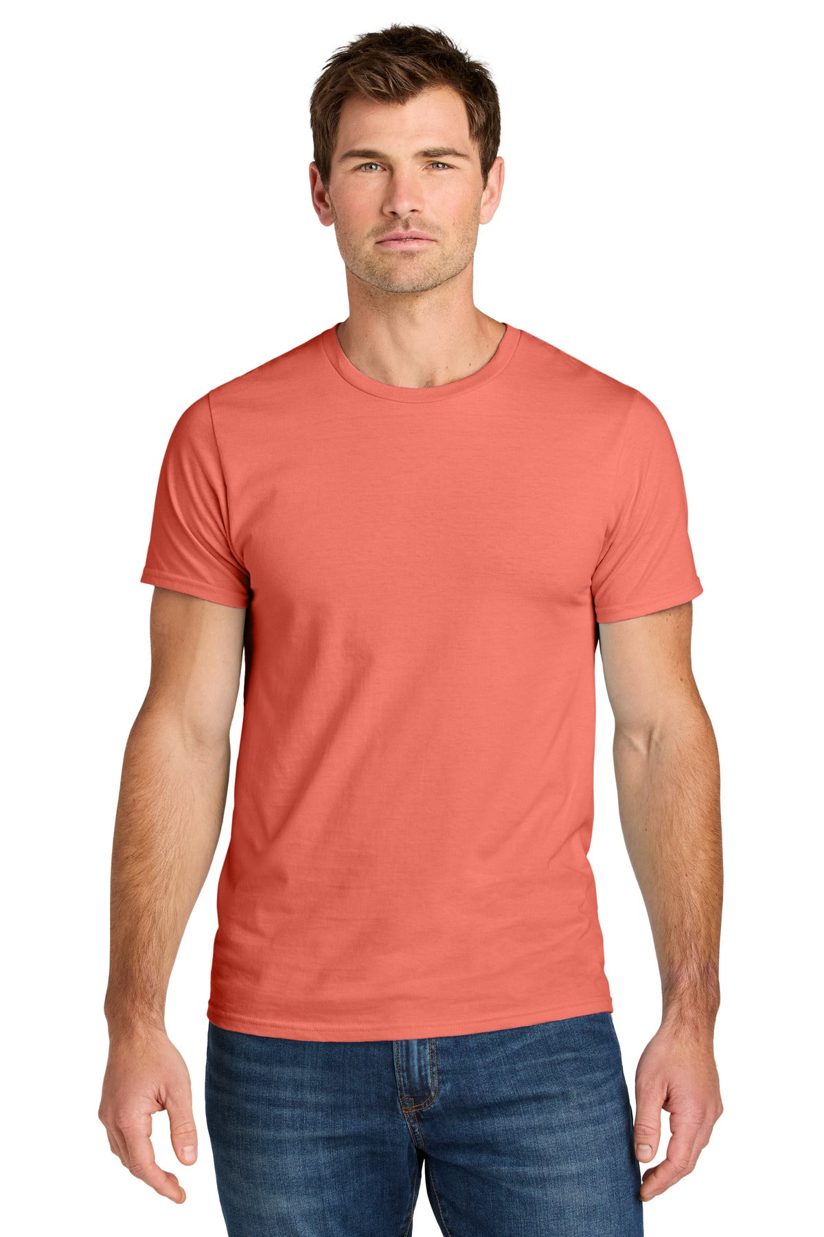 Jerzees Ultimate Unisex Ring Spun T-Shirt IC46M in Sunset Coral