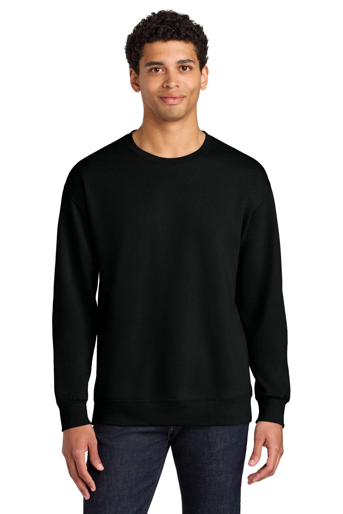 Jerzees Ultimate Unisex CVC Ring Spun Crewneck Sweatshirt IC48M in Black Ink