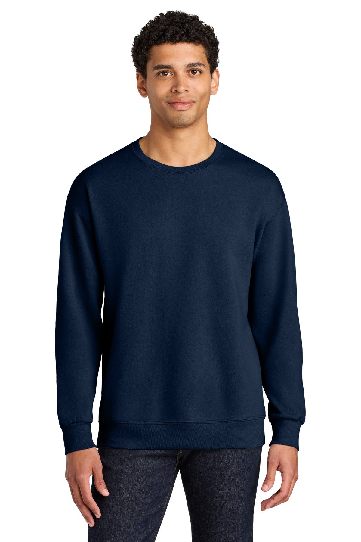 Jerzees Ultimate Unisex CVC Ring Spun Crewneck Sweatshirt IC48M in J. Navy