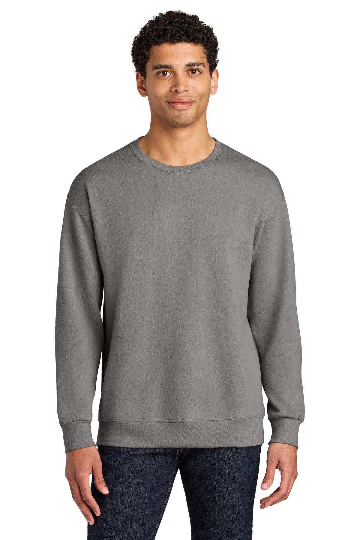 Jerzees Ultimate Unisex CVC Ring Spun Crewneck Sweatshirt IC48M in Rock
