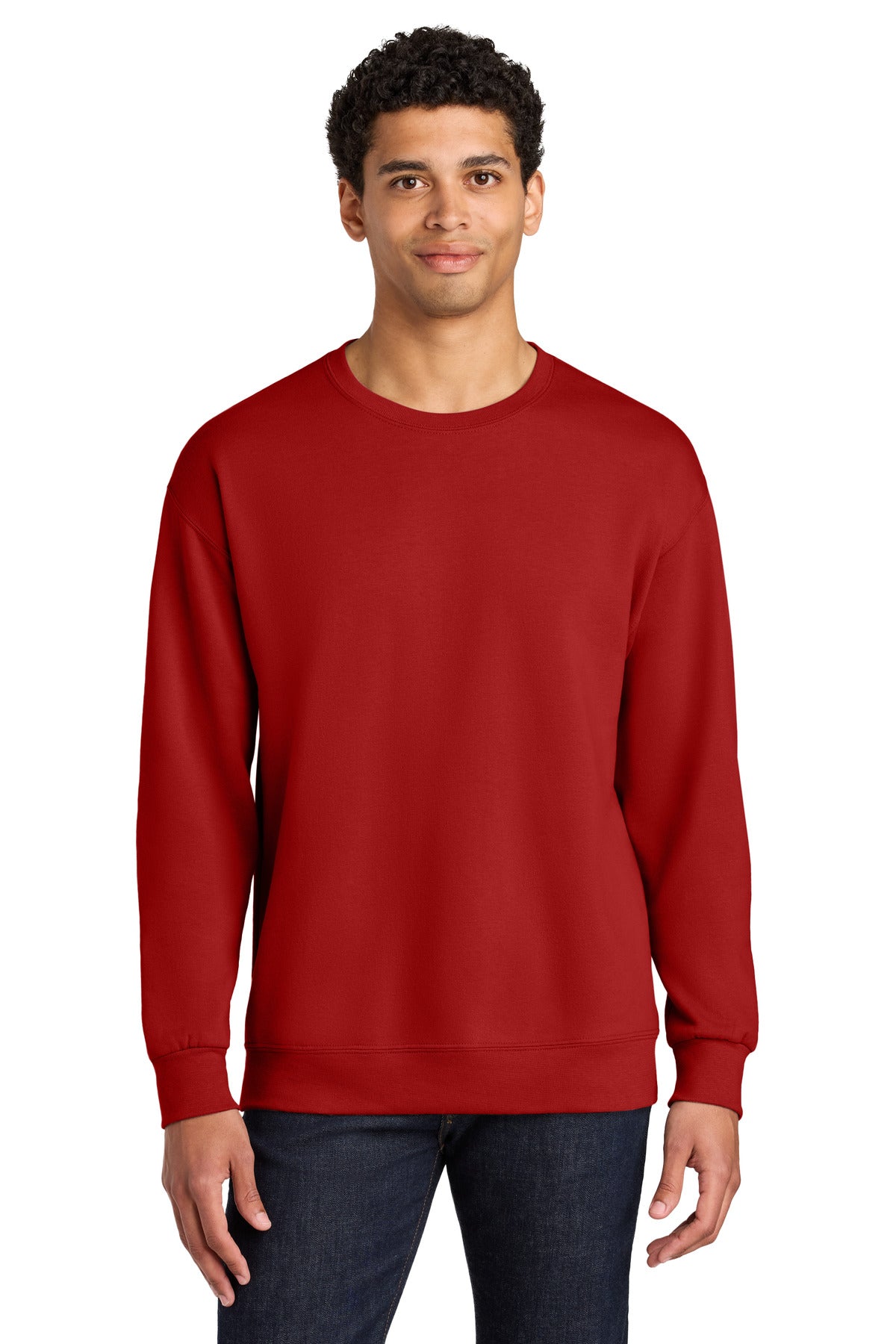 Jerzees Ultimate Unisex CVC Ring Spun Crewneck Sweatshirt IC48M in True Red