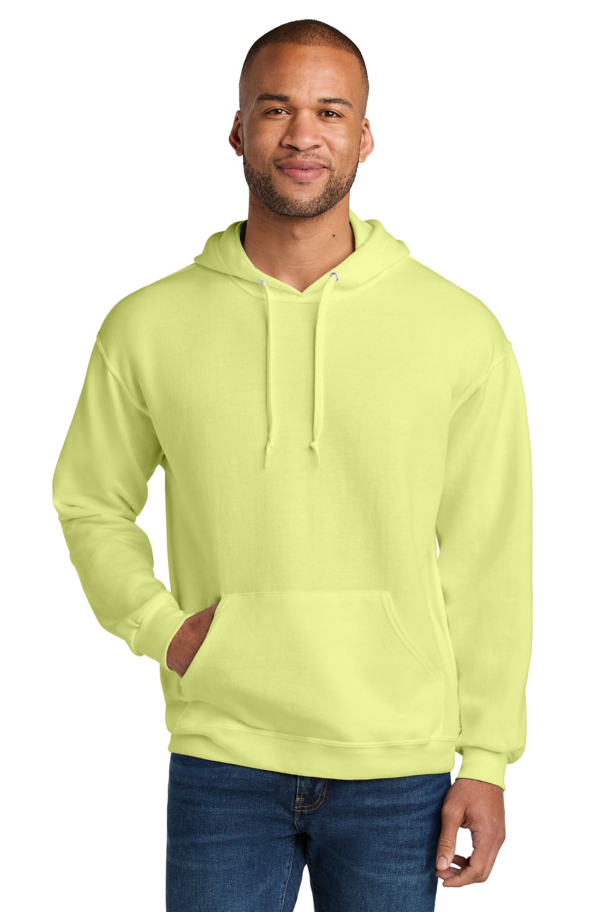 Jerzees Ultimate Unisex CVC Ring Spun Hooded Sweatshirt IC49M in Celery Juice
