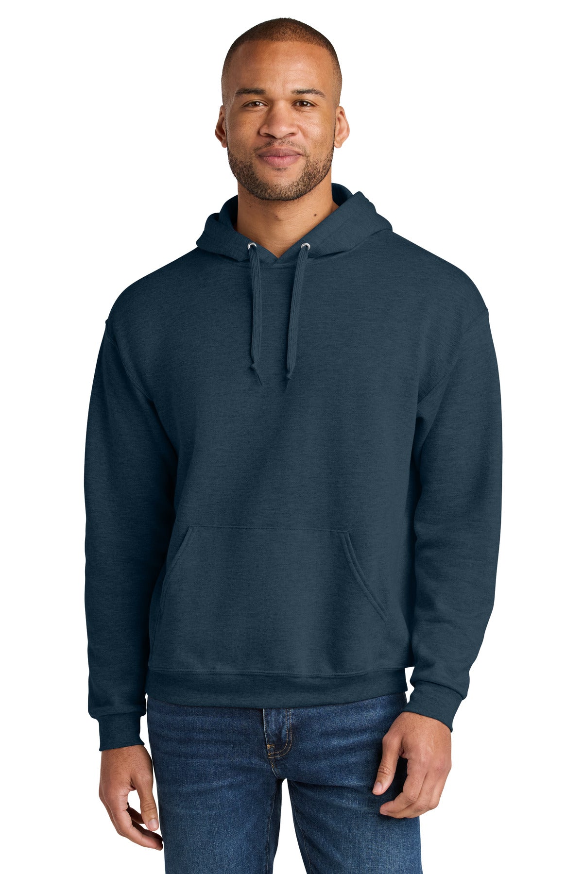 Jerzees Ultimate Unisex CVC Ring Spun Hooded Sweatshirt IC49M in Indigo Heather