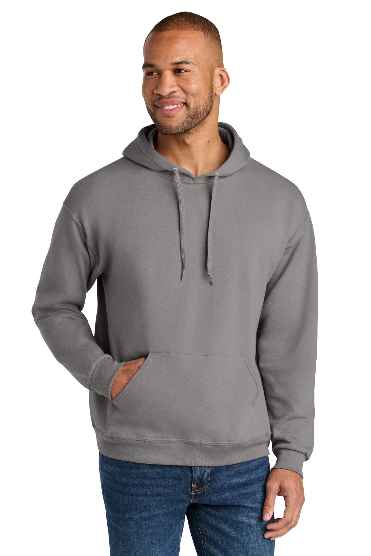 Jerzees Ultimate Unisex CVC Ring Spun Hooded Sweatshirt IC49M in Rock