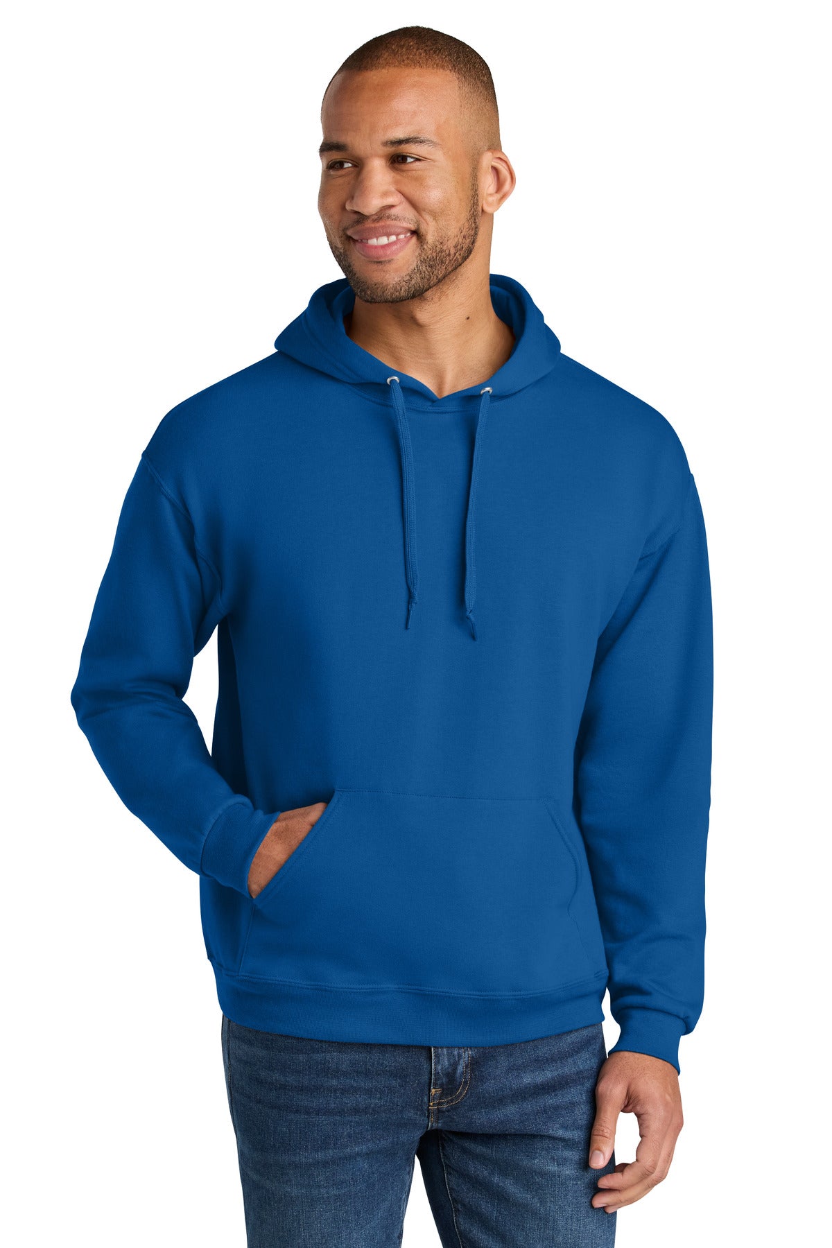 Jerzees Ultimate Unisex CVC Ring Spun Hooded Sweatshirt IC49M in Royal
