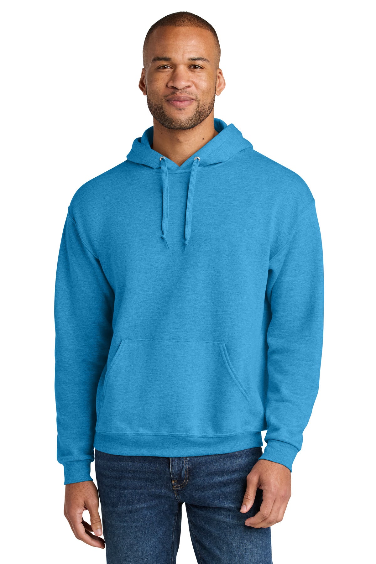 Jerzees Ultimate Unisex CVC Ring Spun Hooded Sweatshirt IC49M in Soul Blue Heather