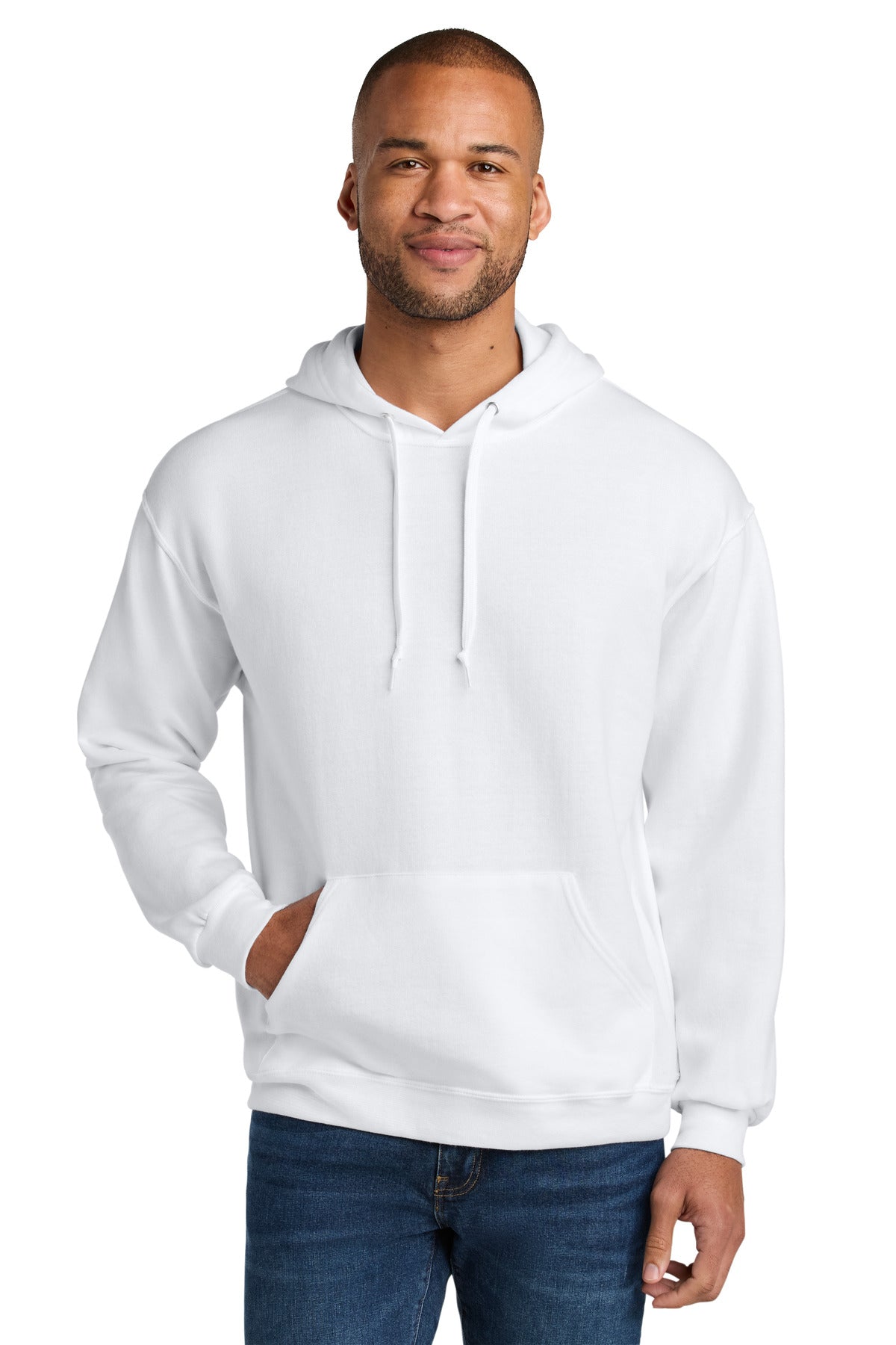 Jerzees Ultimate Unisex CVC Ring Spun Hooded Sweatshirt IC49M in White