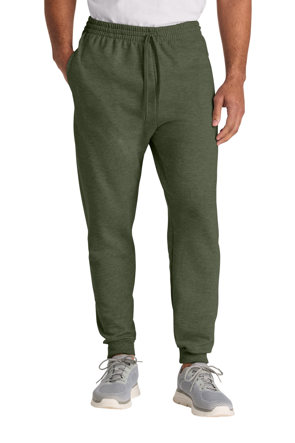 Jerzees Ultimate Unisex CVC Ring Spun Pocket Jogger IC50M in Military Green Heather