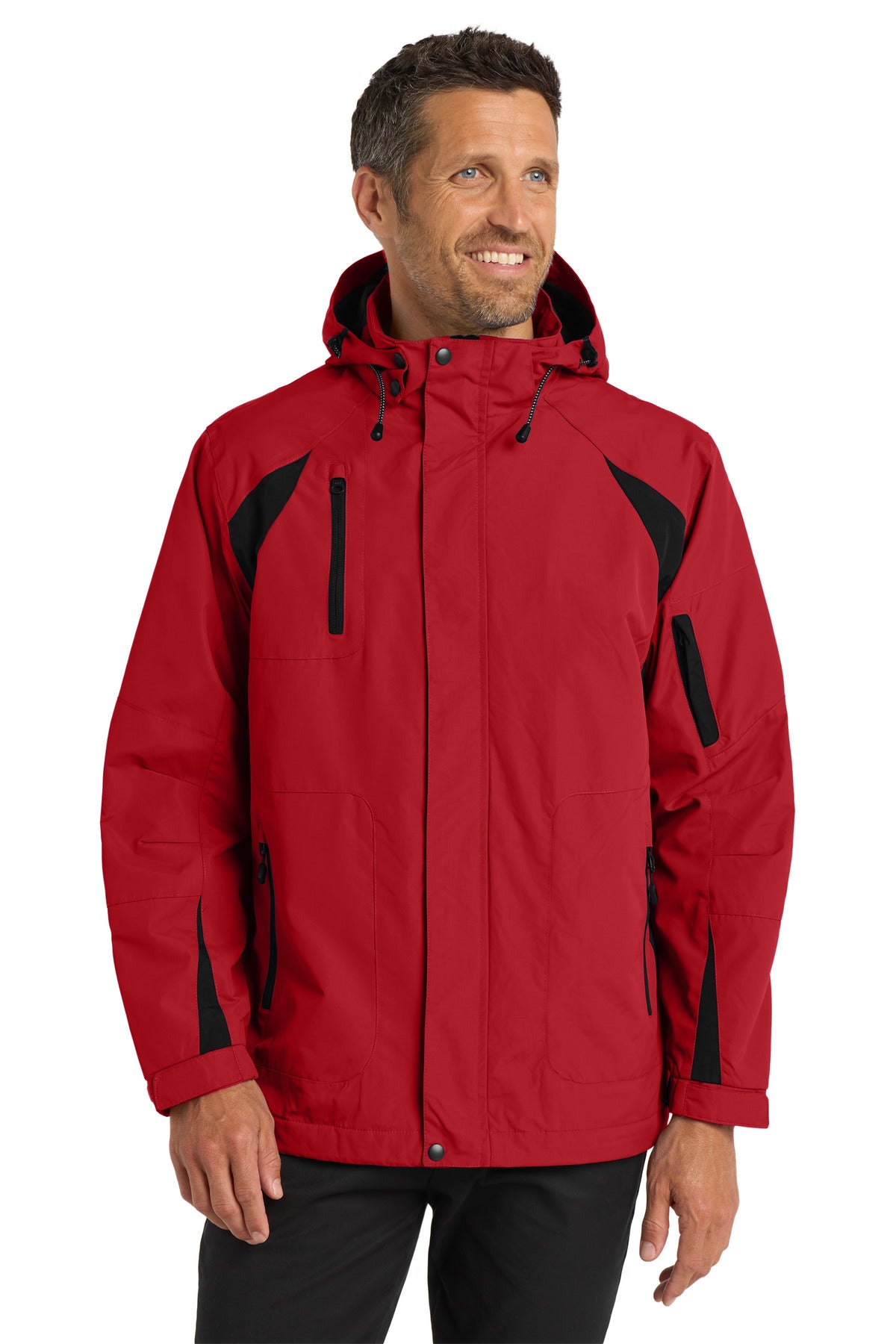 Port Authority All-Season II Jacket. J304 in True Red/ Black
