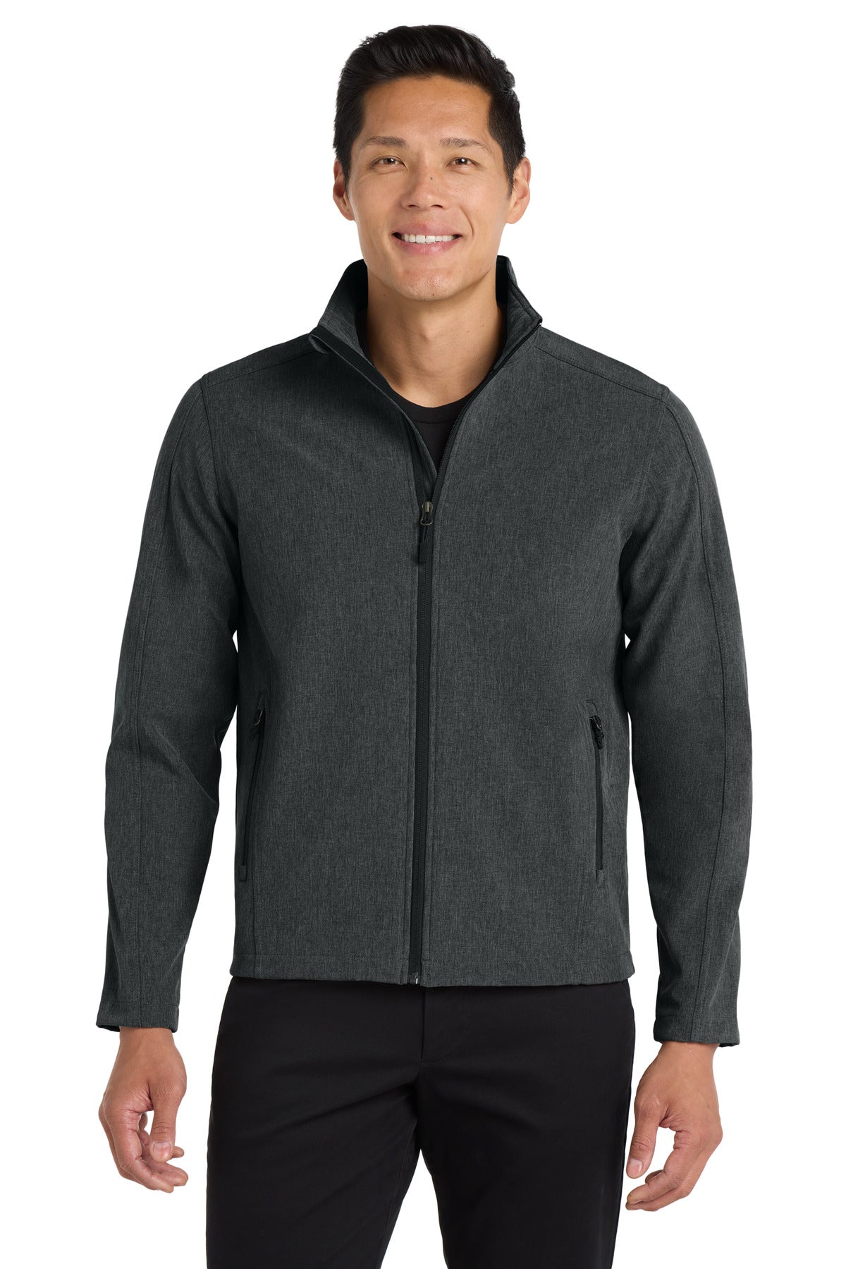 Port Authority Core Soft Shell Jacket. J317 in Black Charcoal Heather