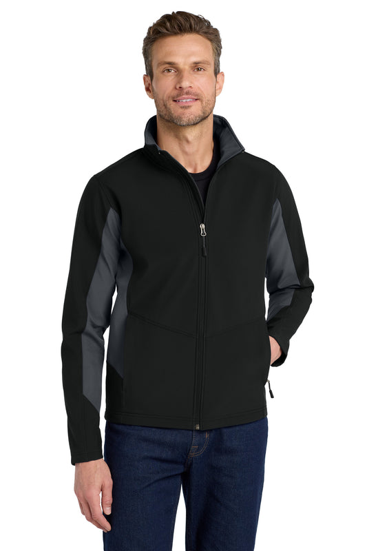 Port Authority Core Colorblock Soft Shell Jacket. J318 in Black/ Battleship Grey