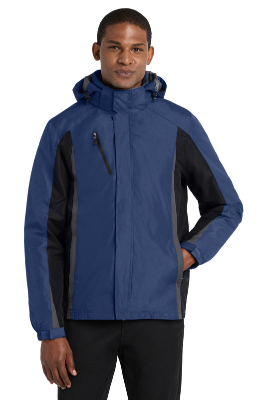 Port Authority Colorblock 3-in-1 Jacket. J321 in Admiral Blue/ Black/ Magnet