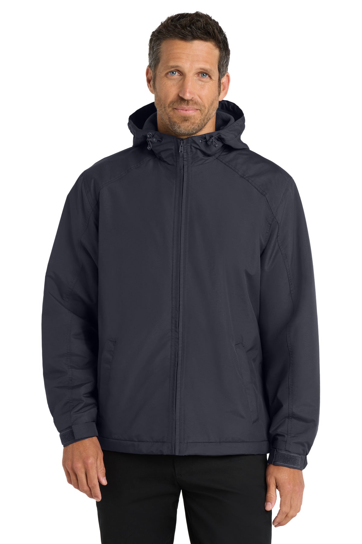 Port Authority Hooded Charger Jacket. J327 in Battleship Grey