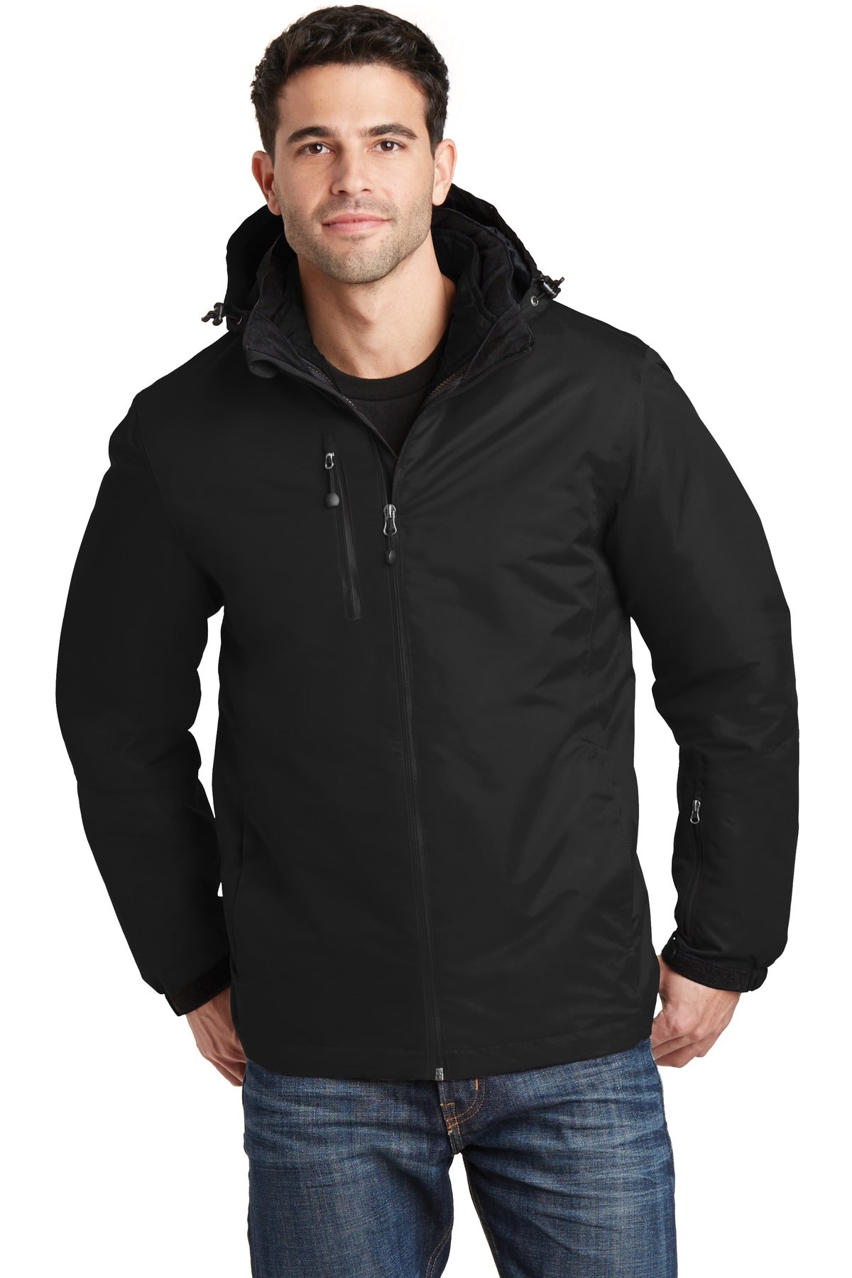 Port Authority Vortex Waterproof 3-in-1 Jacket. J332 in Black/ Black