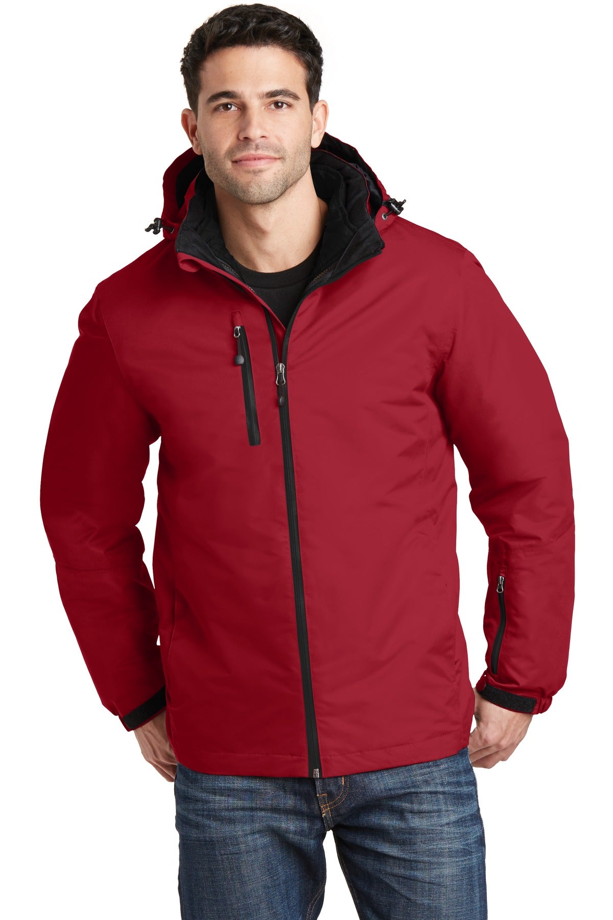 Port Authority Vortex Waterproof 3-in-1 Jacket. J332 in Rich Red/ Black