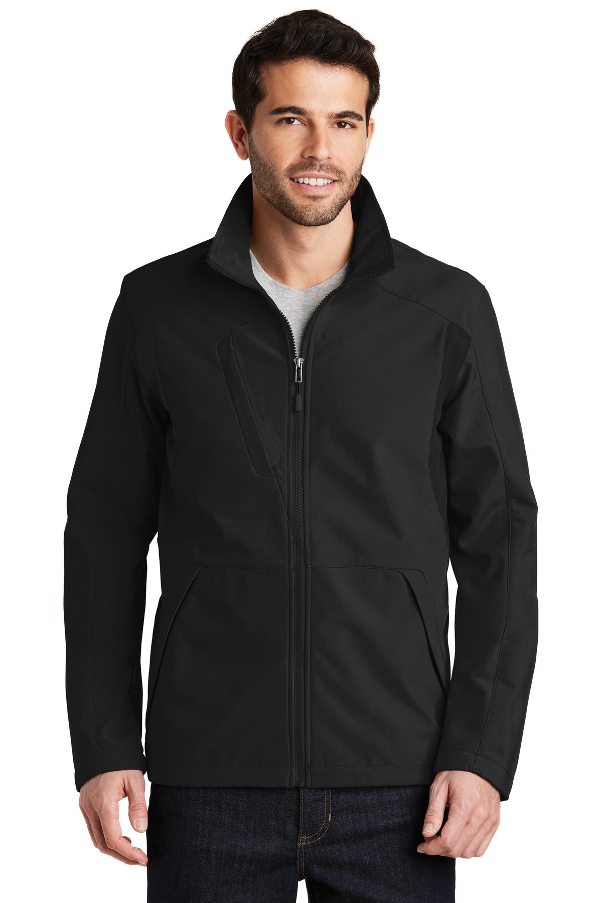 Port Authority Back-Block Soft Shell Jacket. J336 in Black/ Black